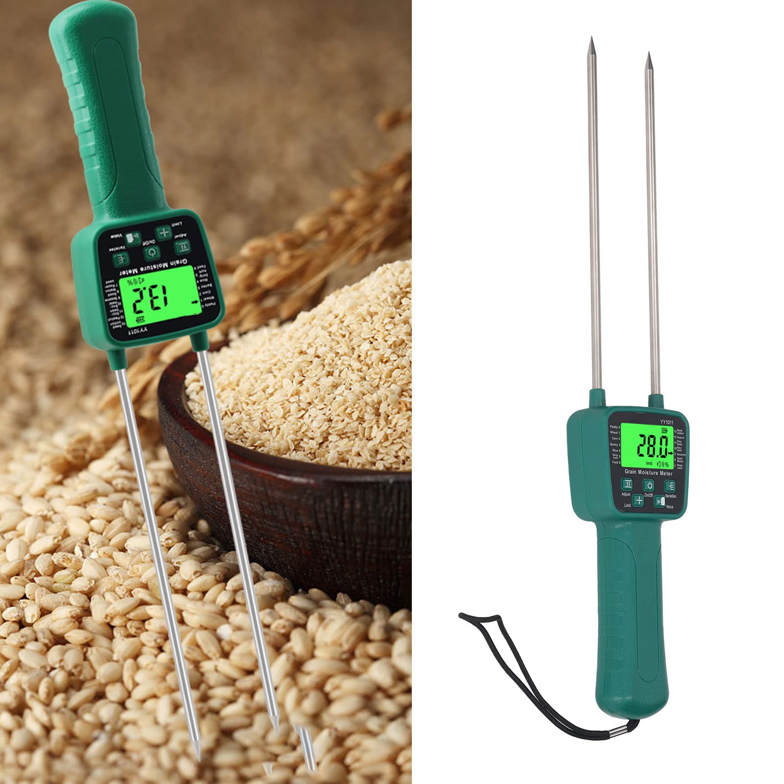 Digital Hay Moisture Tester with Auto Shutdown - Portable Grain Moisture Meter for Wheat, Soybean & Crop Analysis | Perfect for Farm, Storage & Harvest Quality Control