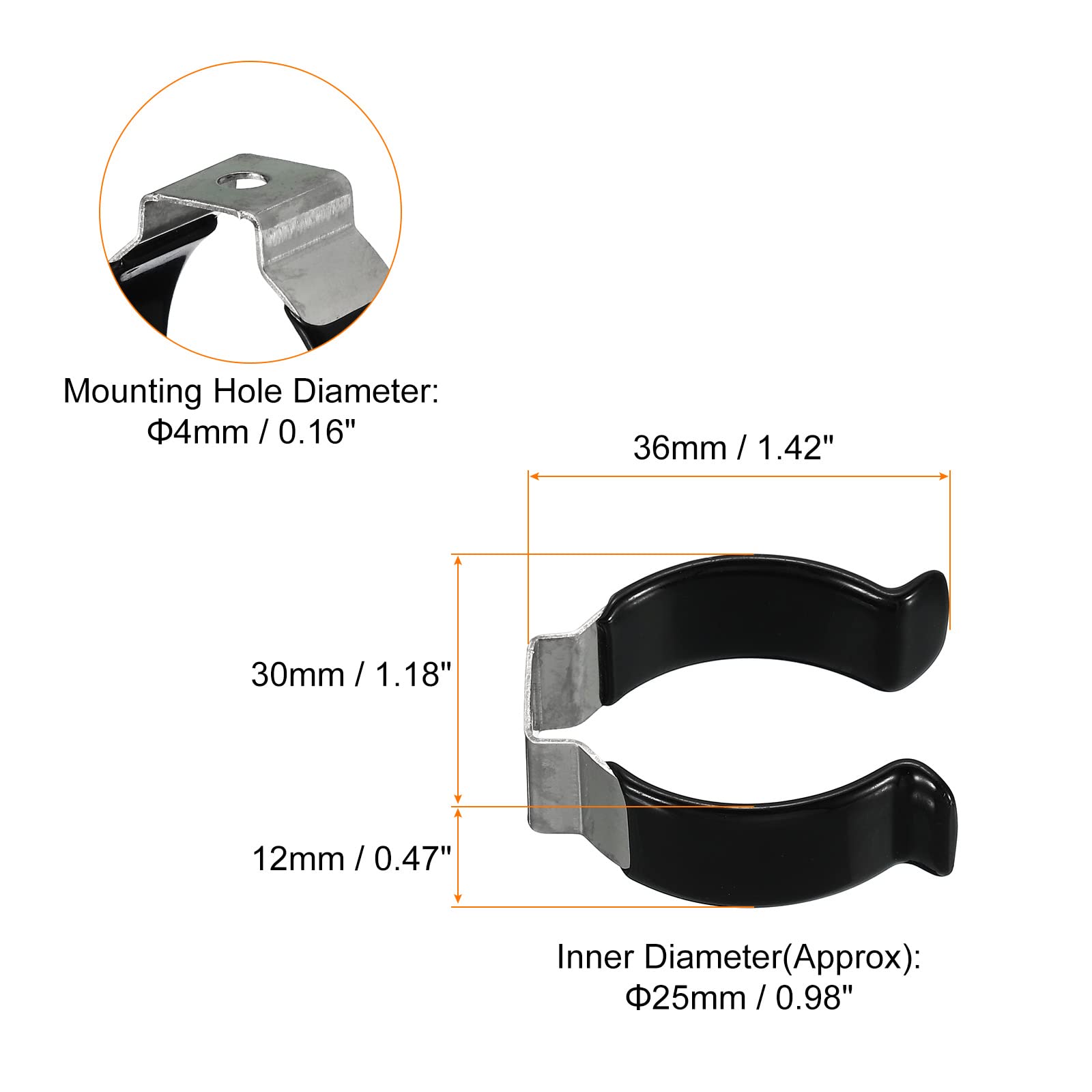 MECCANIXITY T10 U Clips Holder Bracket - 10 Pack Black Stainless Steel LED Light Bulb Mounting Bracket, Fluorescent Tube Holder with Screw Pipe Clamps & Spring Tool Clips - Perfect for Home, Garage, and Workshop Lighting Installations