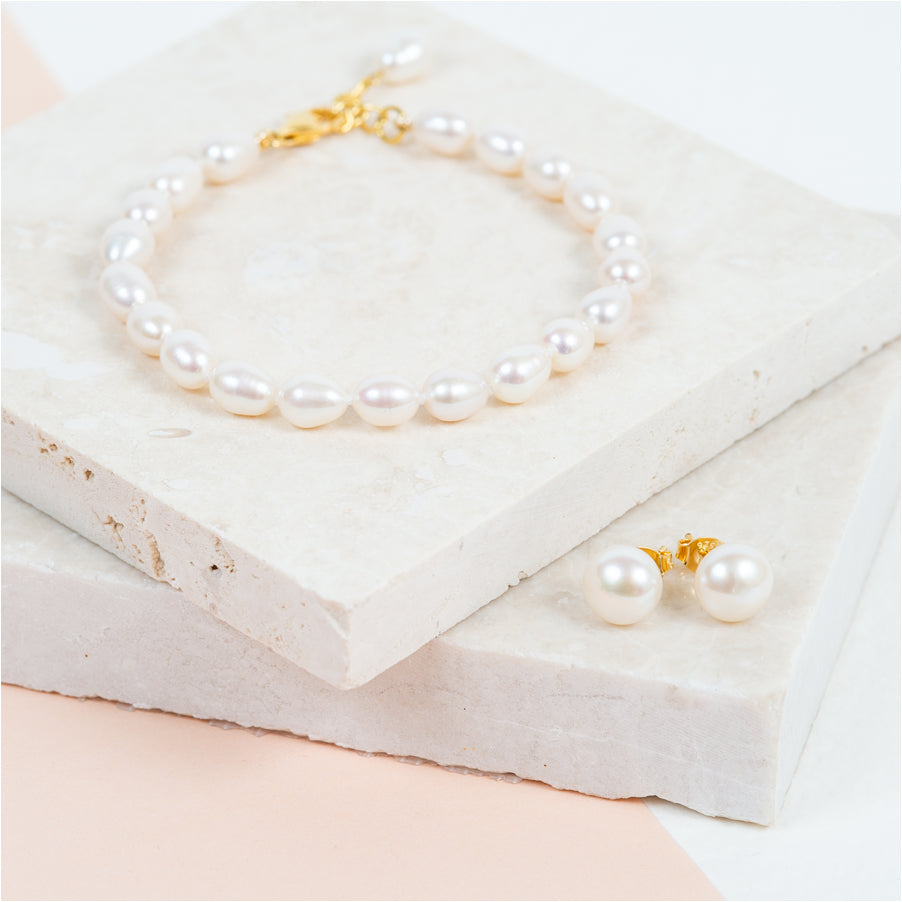 Elegant Gloucester White Freshwater Pearl & Gold Vermeil Bracelet for Women | Perfect for Weddings, Parties & Special Occasions
