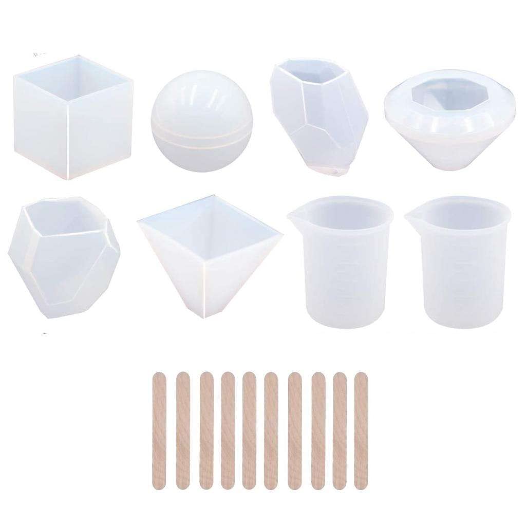 F Fityle 18-Piece DIY Silicone Resin Casting Molds Kit - 6 Large Clear Silicone Molds for Jewelry, Keychains & Home Decor - Perfect for Epoxy Resin Art, DIY Crafts & Gift Making