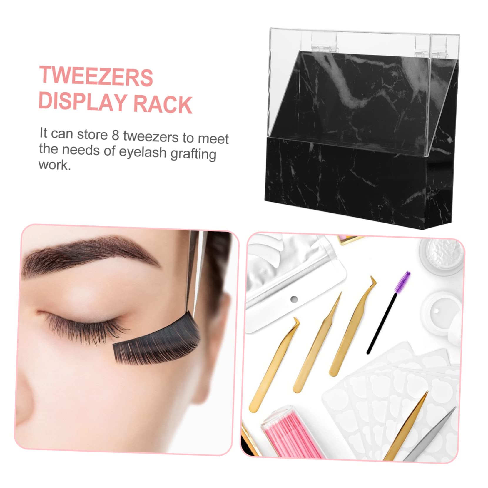 Professional 8-Piece Lash Extension Tweezer Stand with Acrylic Base & Cover - Perfect for Eyelash Extension Salon, Beauty Studio & Home Use