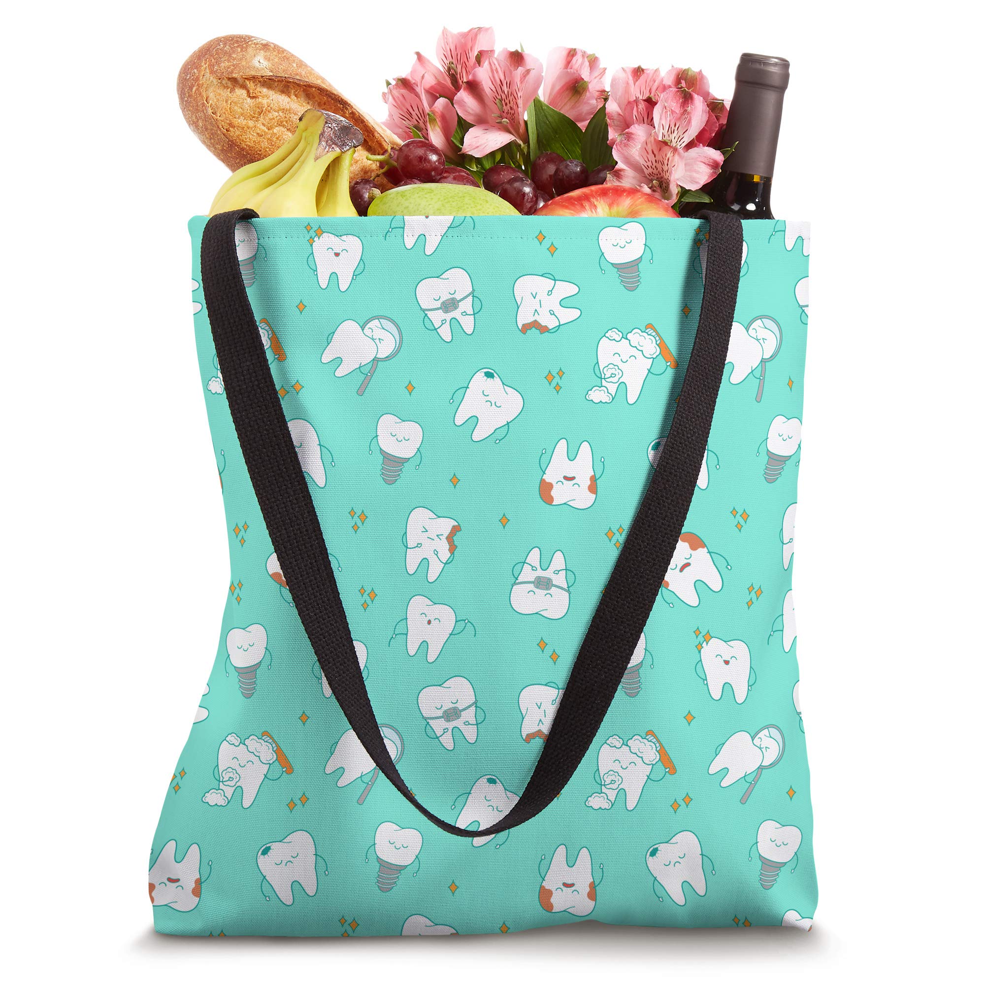 Cute Dentist Teeth Design Tote Bag - Perfect Gift for Dental Students & Dentists - Great for School, Work, or Dental Conventions