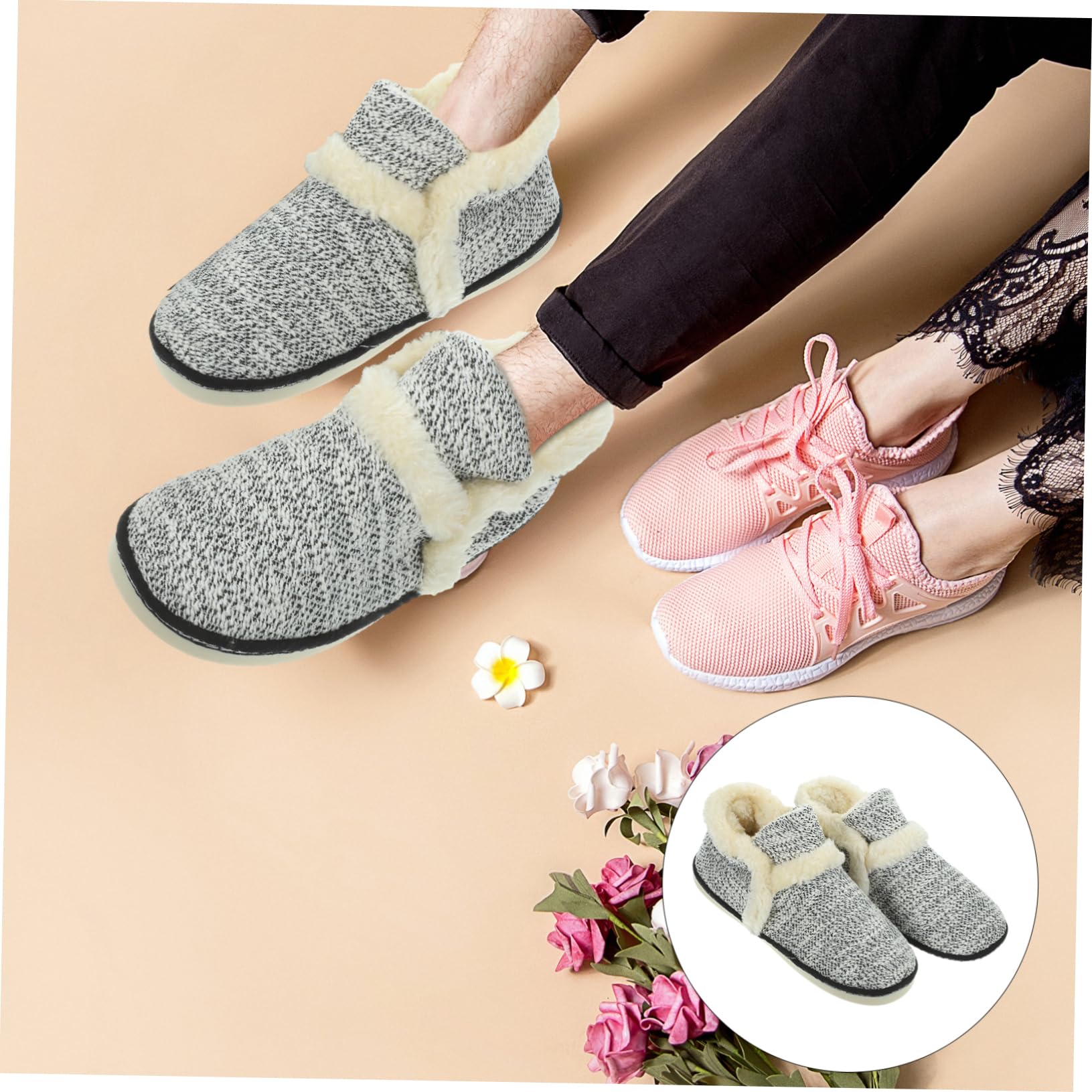 Holibanna Non-Slip Cotton Slippers for Men & Women - Warm Unisex Indoor House Shoes with Wool Lining for Winter | Cozy Home, Bedroom & Floor Comfort