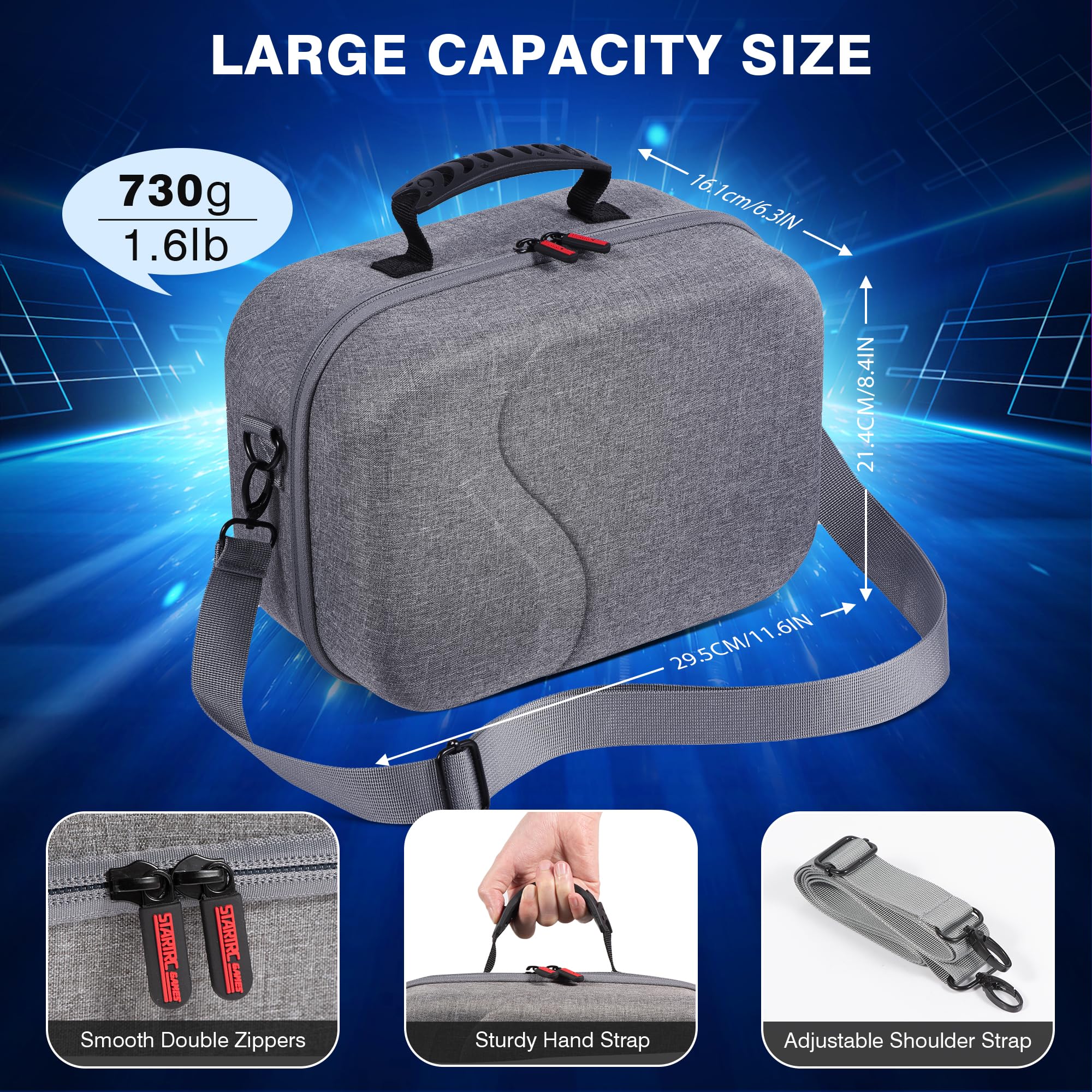 BOBOVR S3 PRO Elite Head Strap & Large Carrying Case for Meta Quest 3/3S with Battery Strap - Protective Storage Bag for Oculus Headset, Controllers, Adapter & VR Accessories - Perfect for Travel, Gaming & VR Storage