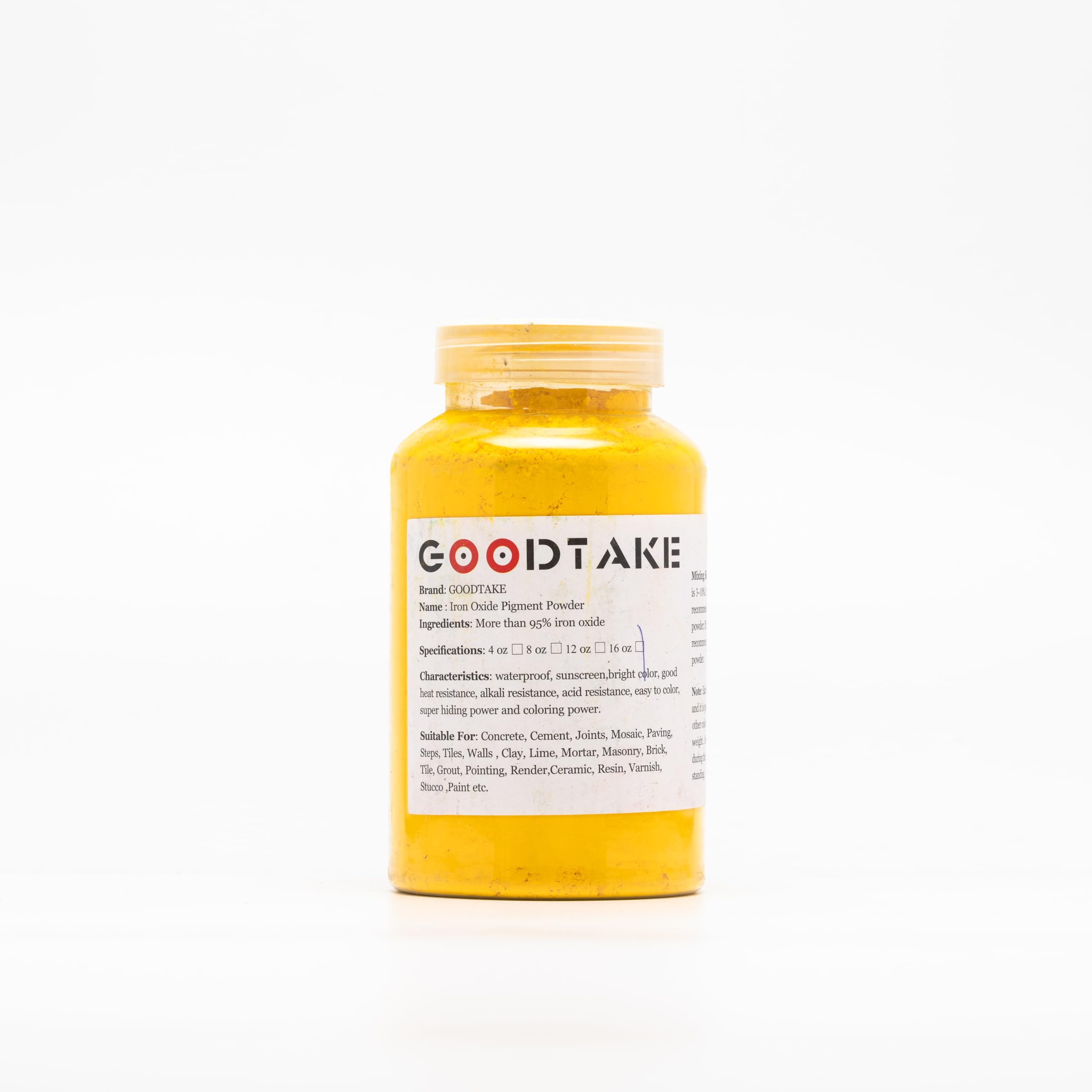 GOODTAKE Yellow Iron Oxide Powder - 20oz for Concrete, Epoxy Resin, Soap & Candle Making