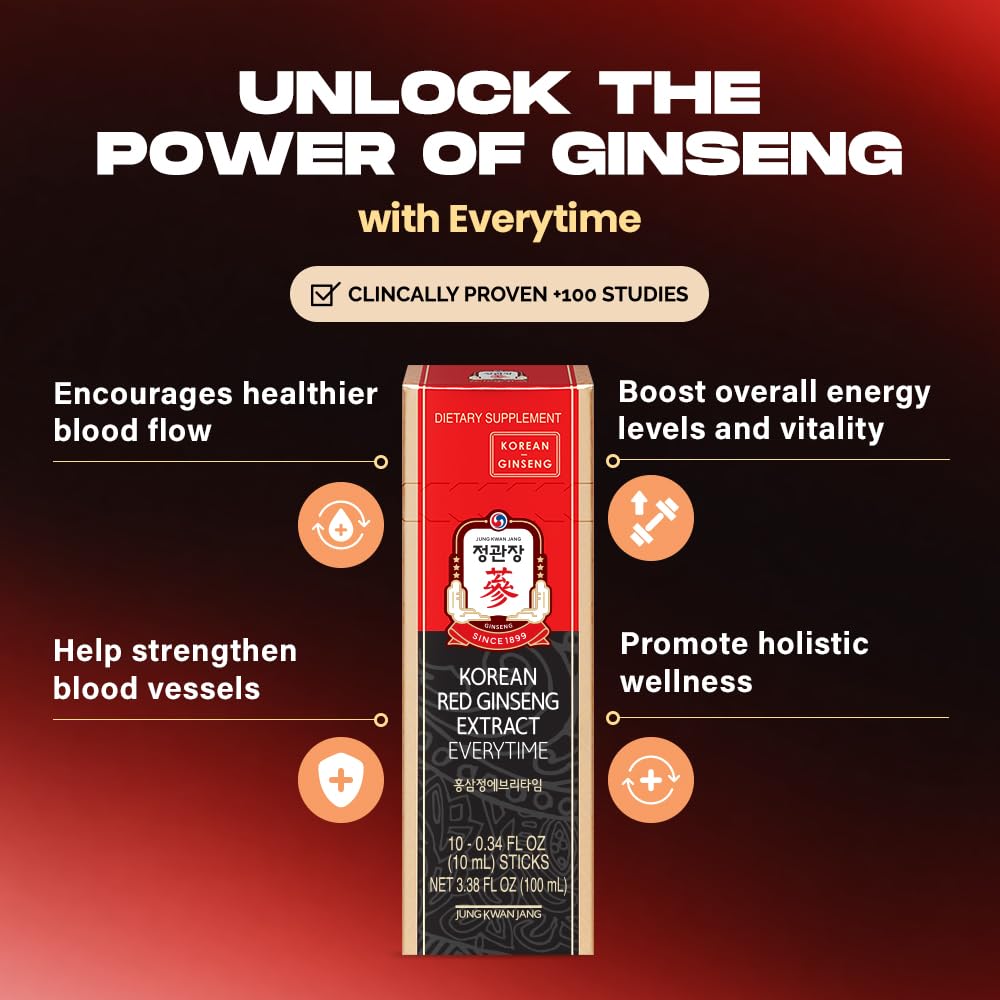 CheongKwanJang Korean Red Ginseng Extract 3000mg - Sugar Free Energy Supplement & Herbal Tea | 30 Count | Immune Support, Stamina Boost | Perfect for Workouts, Study & Daily Energy