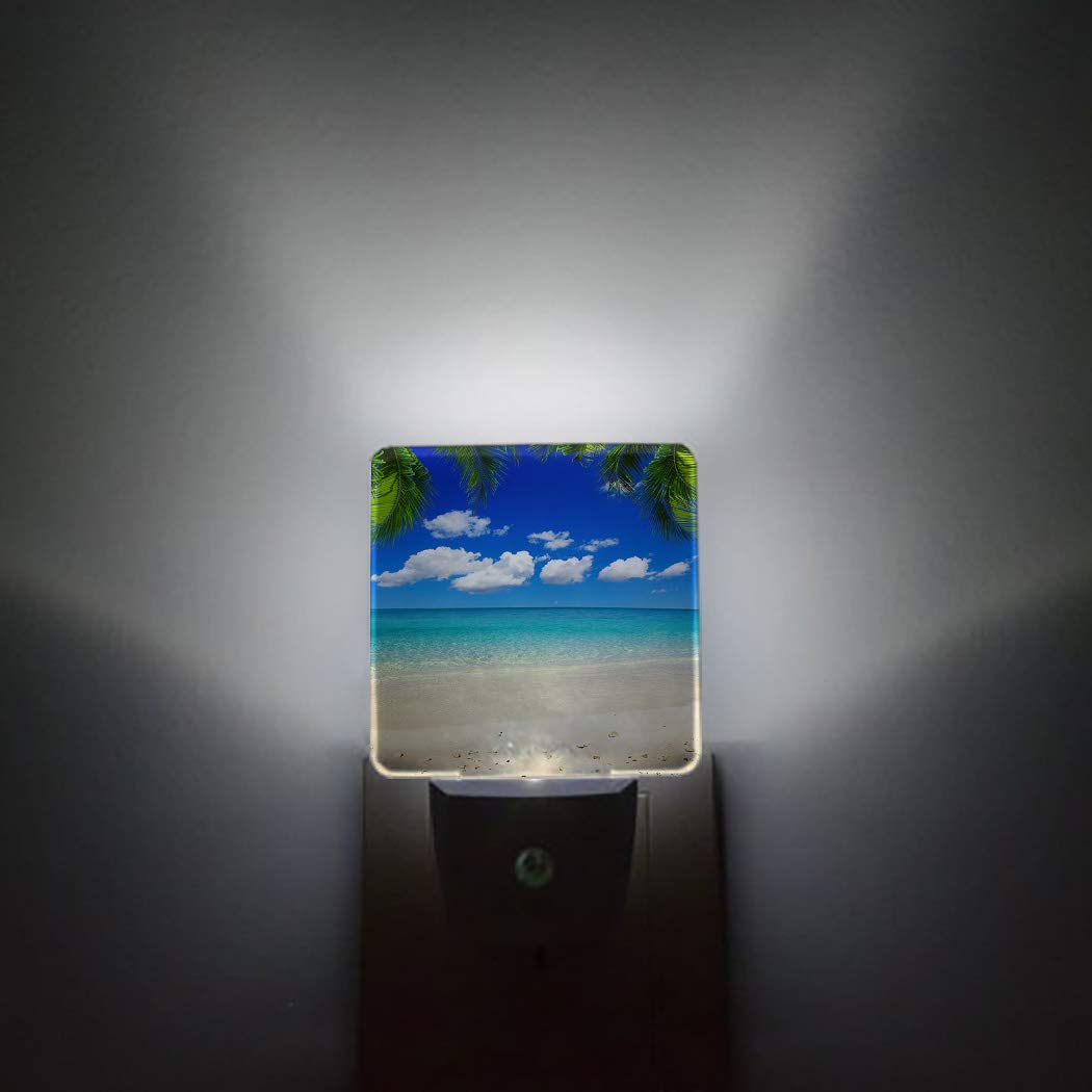 LED Night Light with Auto Sensor - Blue Ocean Skyline for Bedroom & Kids Room