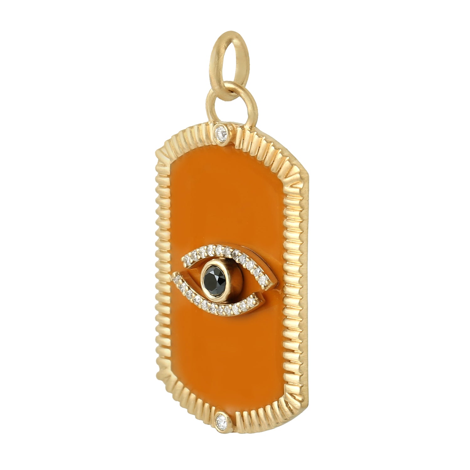 18K Yellow Gold Black & White Diamond Evil Eye Tarot Card Enamel Pendant Necklace - Spiritual Protection Jewelry for Women, Perfect Gift for Birthday & Special Occasions
