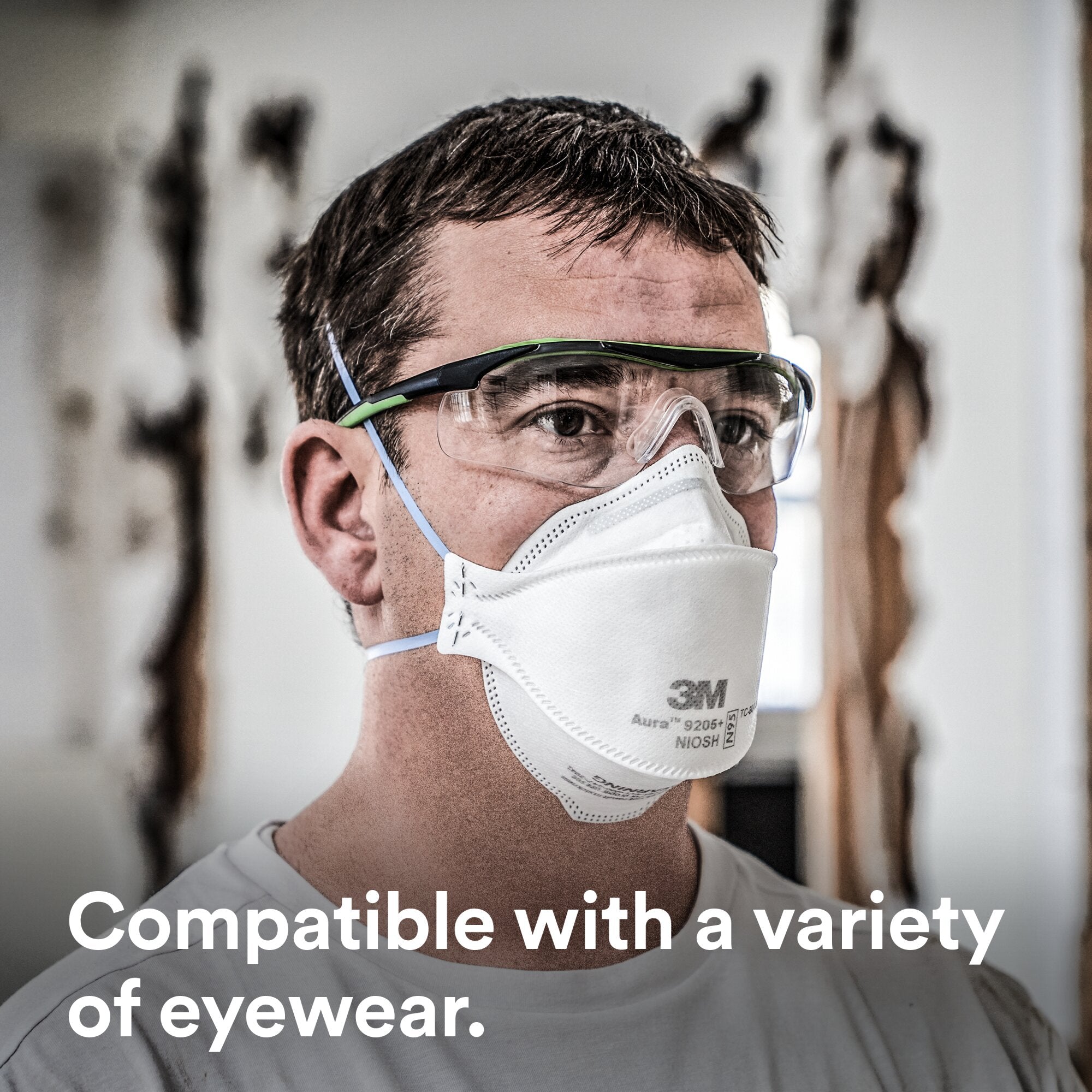 3M Aura Particulate Respirator 9205+ N95 Masks - NIOSH Approved, Comfortable Fit for Dust, Pollen & Airborne Particles - Ideal for Construction, Woodworking & Home Improvement Projects