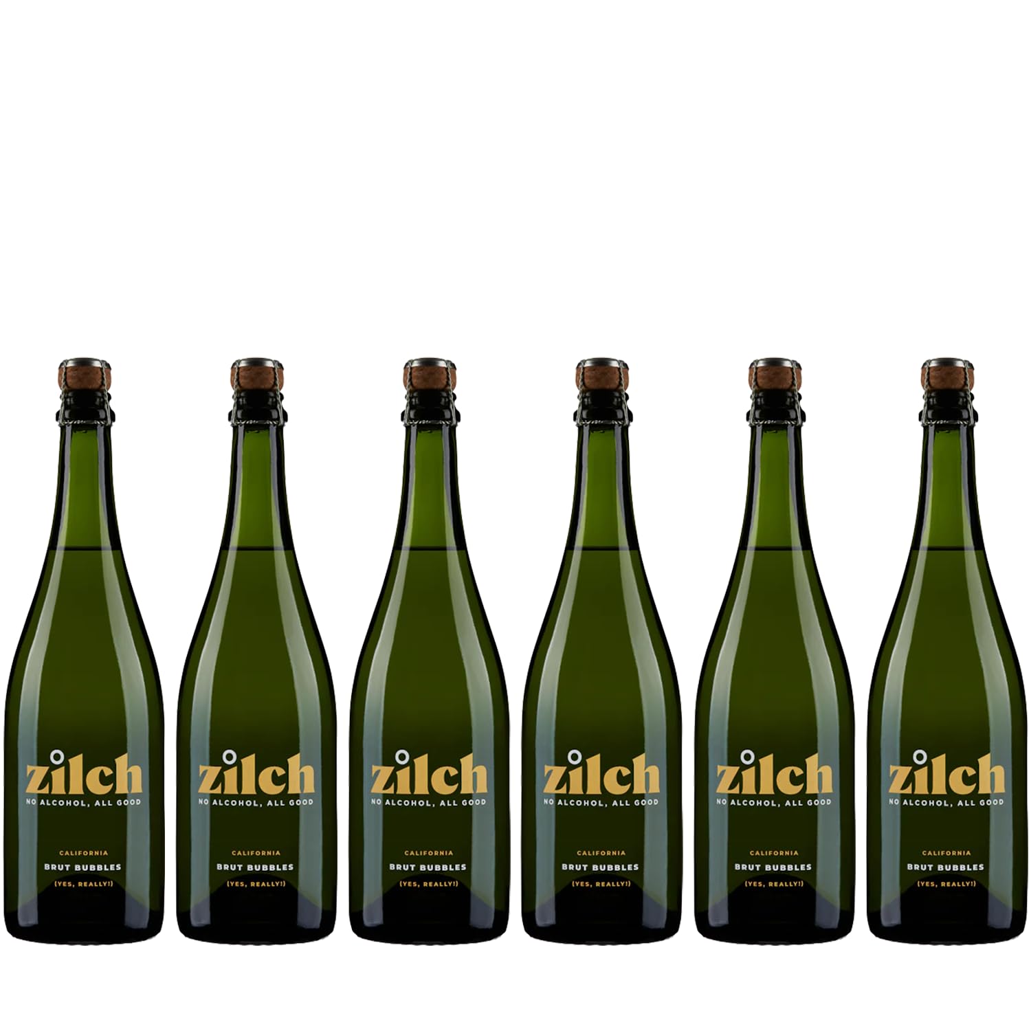 Premium Non-Alcoholic California Sparkling White Wine - Zilch Alcohol-Free Brut Bubbles | 6 Pack | Perfect for Celebrations, Weddings & Sober Social Events