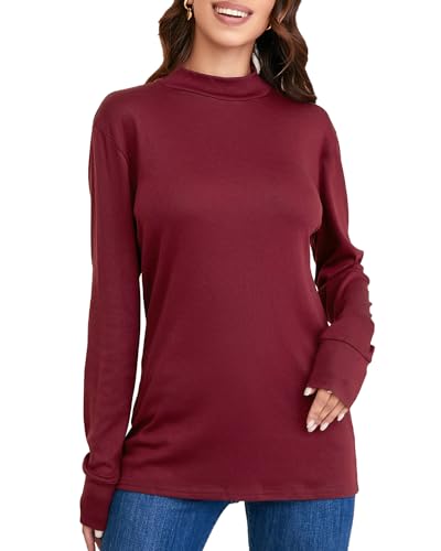 Mock Neck - Sweater - Dark Red