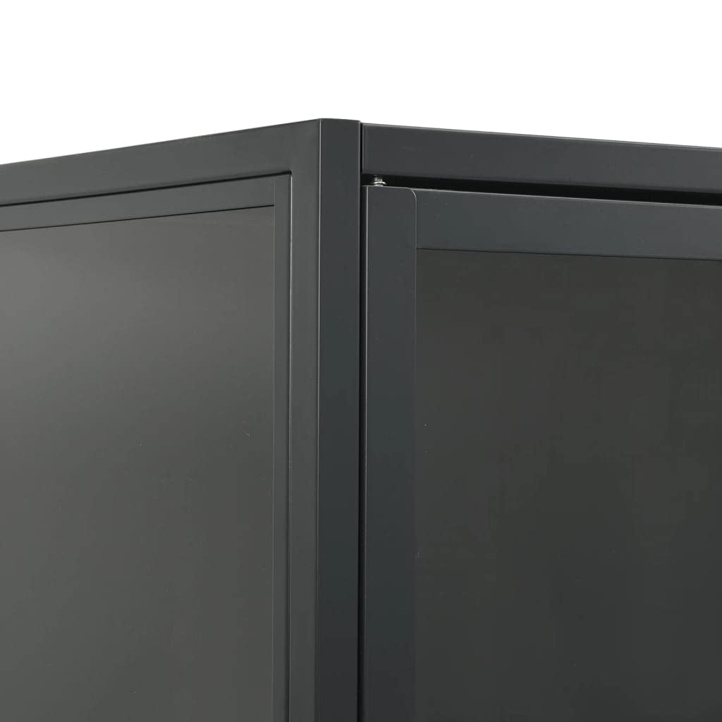 Modern Sideboard Cabinet with Steel Frame & Tempered Glass - 31.5