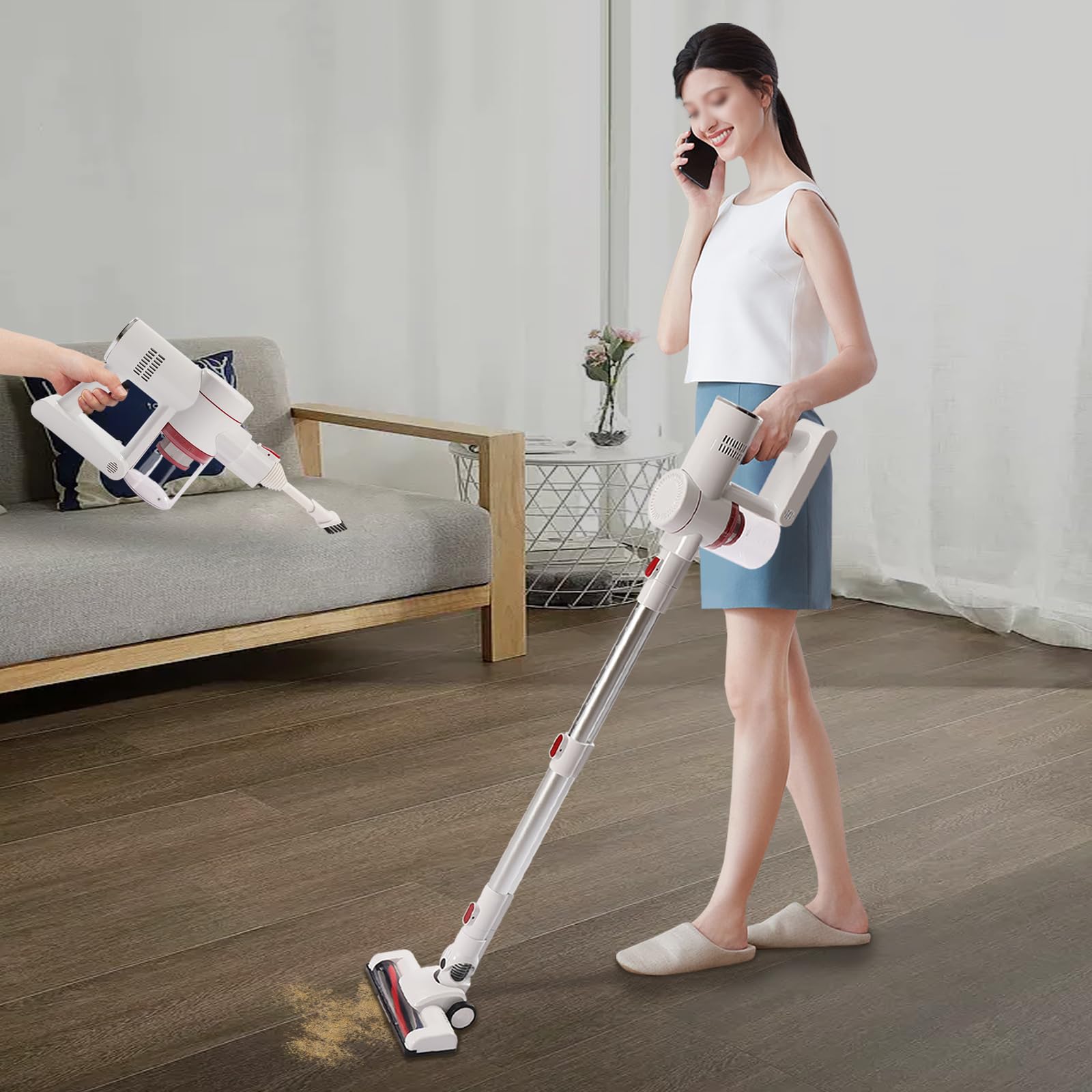 110V Portable Cordless Vacuum Cleaner - 150W Powerful Wireless Handheld Vacuum for Hardwood Floors, Carpets, Pet Hair & Dust - Lightweight Rechargeable Cleaner for Home, Car & Office Use