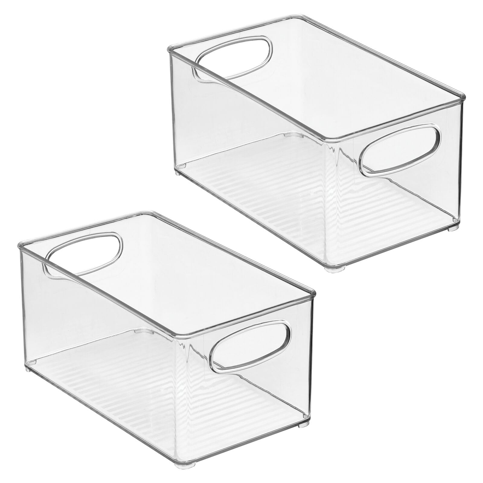 mDesign Plastic Baby Nursery and Food Organizer Bins - 2 Pack Clear Storage Bins with Handles for Closet, Cabinet, Shelves - Perfect for Baby Supplies, Canned Food & Bottles - Ideal for Nursery Organization, Pantry Storage & Home Decluttering