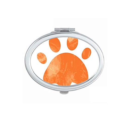 DIYthinker Orange Paw Print Cat Footprint Mirror - Portable Foldable Double-Sided Makeup Mirror for Travel, Vanity & Home Decor | Perfect Gift for Cat Lovers