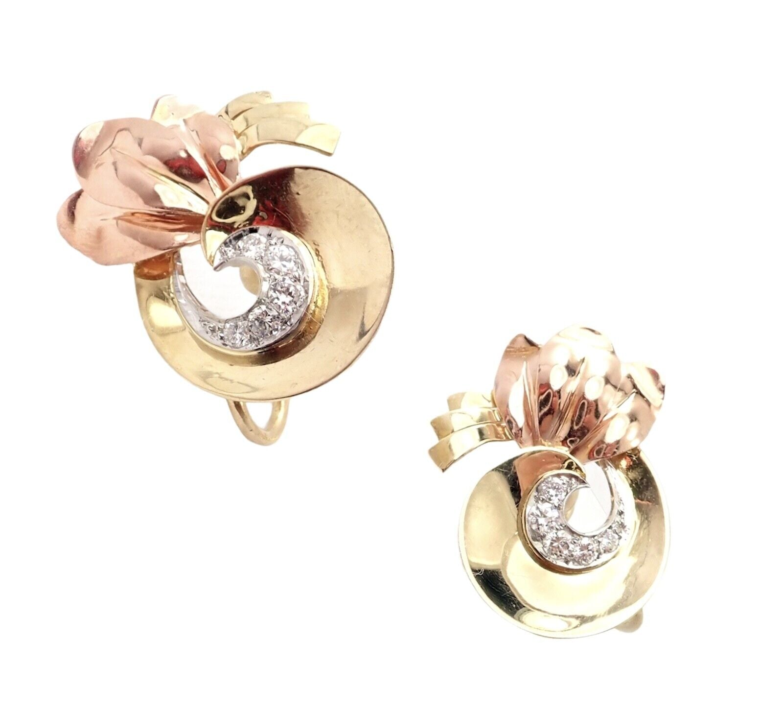Vintage Tiffany & Co 14k Yellow Rose Gold Diamond Screwback Earrings - Authentic Luxury Jewelry for Women, Perfect for Weddings, Anniversaries & Special Occasions