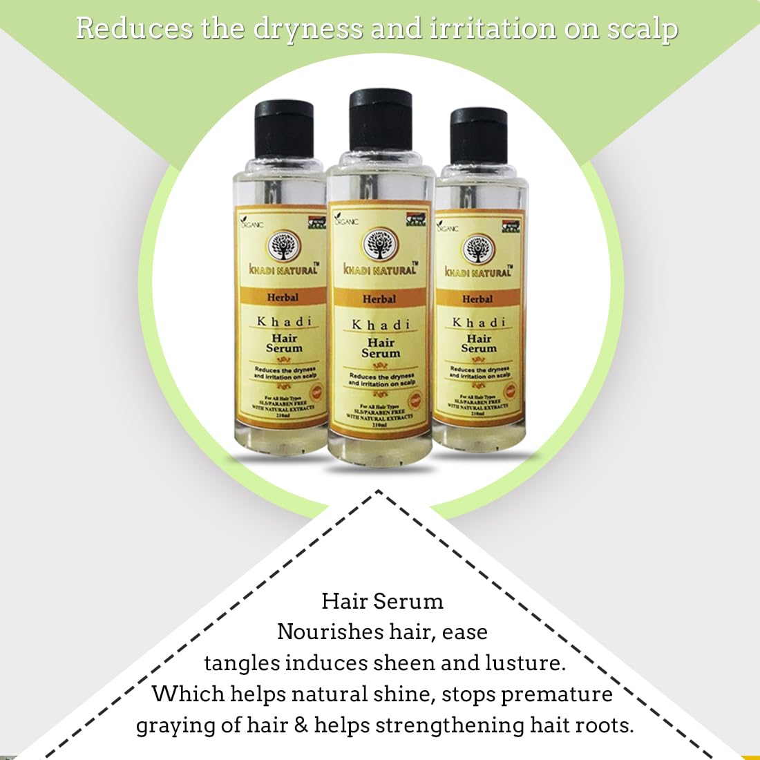 Khadi Natural Herbal Hair Serum for Hair Growth & Repair - 2 Pack | Organic Ayurvedic Treatment for Dry, Damaged Hair | Perfect for Daily Hair Care & Styling
