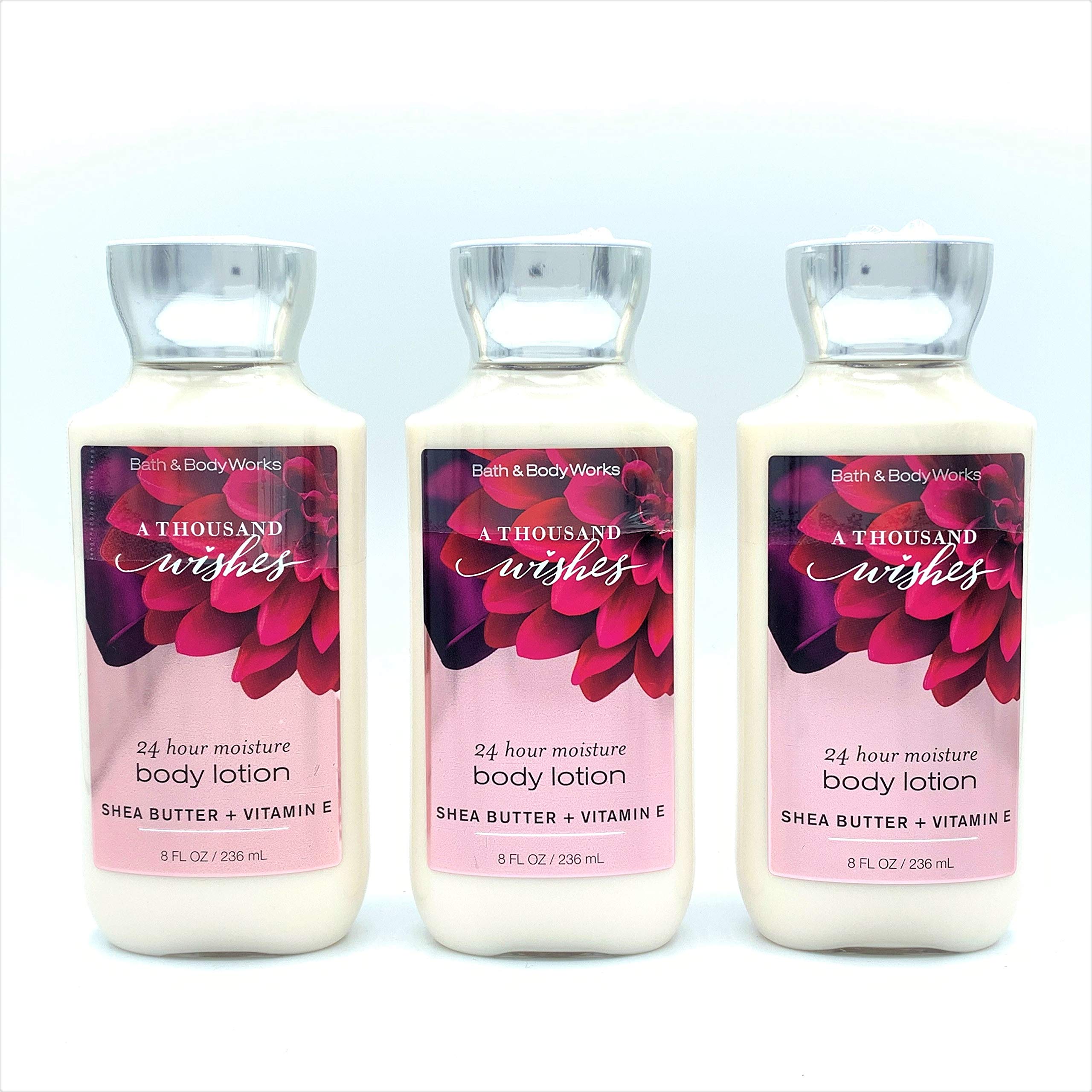 Bath & Body Works A Thousand Wishes Shea & Vitamin E Body Lotion for Women - 8 oz Moisturizing Cream (Pack of 3) - Hydrating & Nourishing for Dry Skin - Perfect for Daily Use, Gifts & Self-Care Routine