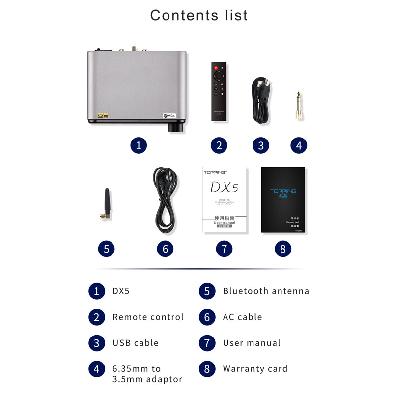 TOPPING DX5 Dual ES9068AS MQA Desktop DAC & Headphone Amplifier - High-Resolution Audio for Home Studio, Gaming, and Music Listening