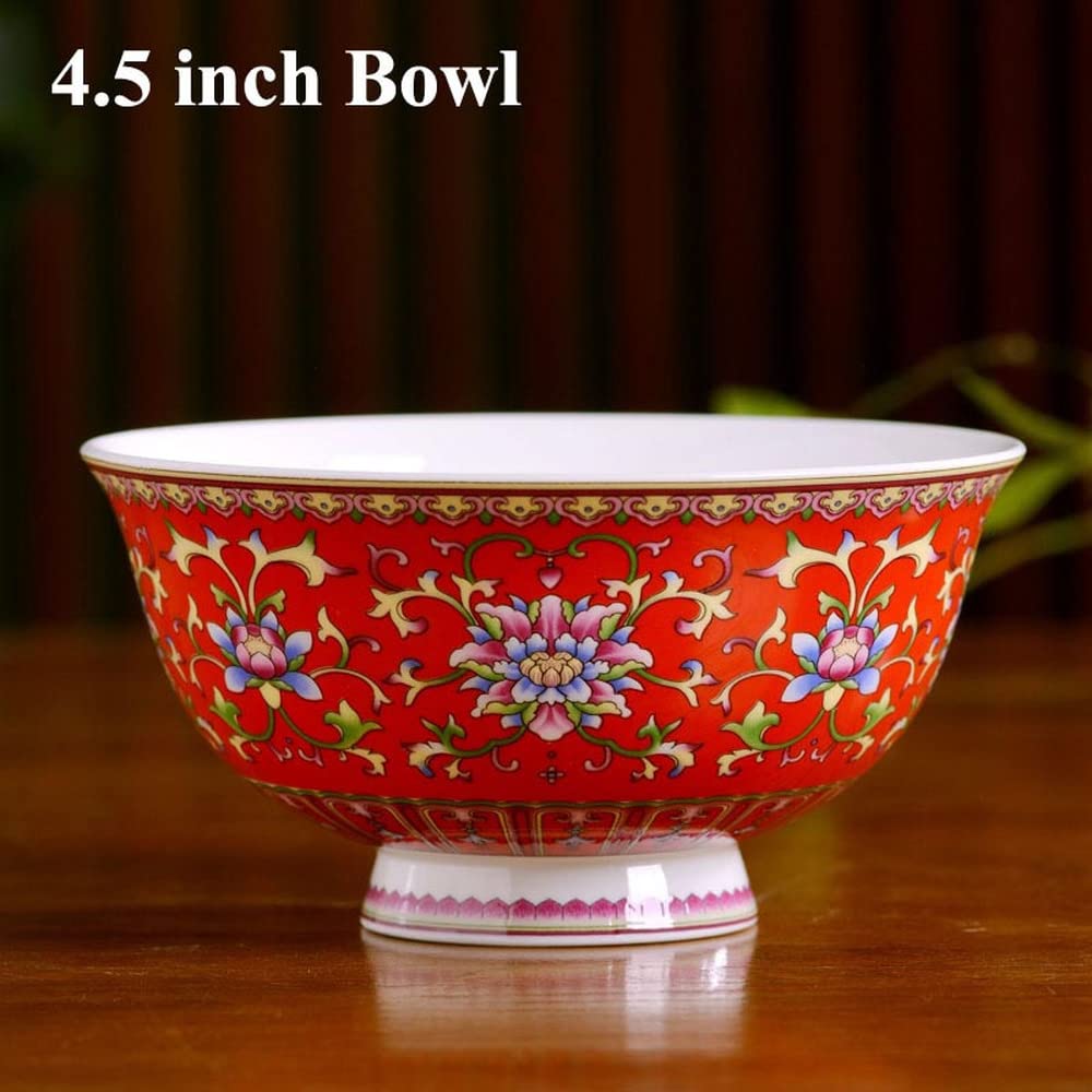 12cm Jingdezhen Ceramic Soup Bowls - Traditional Chinese Rice Bowls for Soup, Noodles & Rice - Elegant Kitchen & Dining Tableware for Home, Restaurant & Gifts