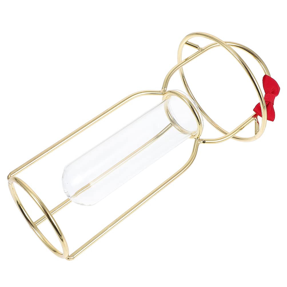 Golden Glass Vase - Modern Nordic Iron Art Vase for Hydroponic Plants, Flowers & Centerpieces | Elegant Glass Test Tube Metal Plant Holder for Home, Office & Desktop Decor | Perfect for Living Room, Wedding Decor & Gift Ideas