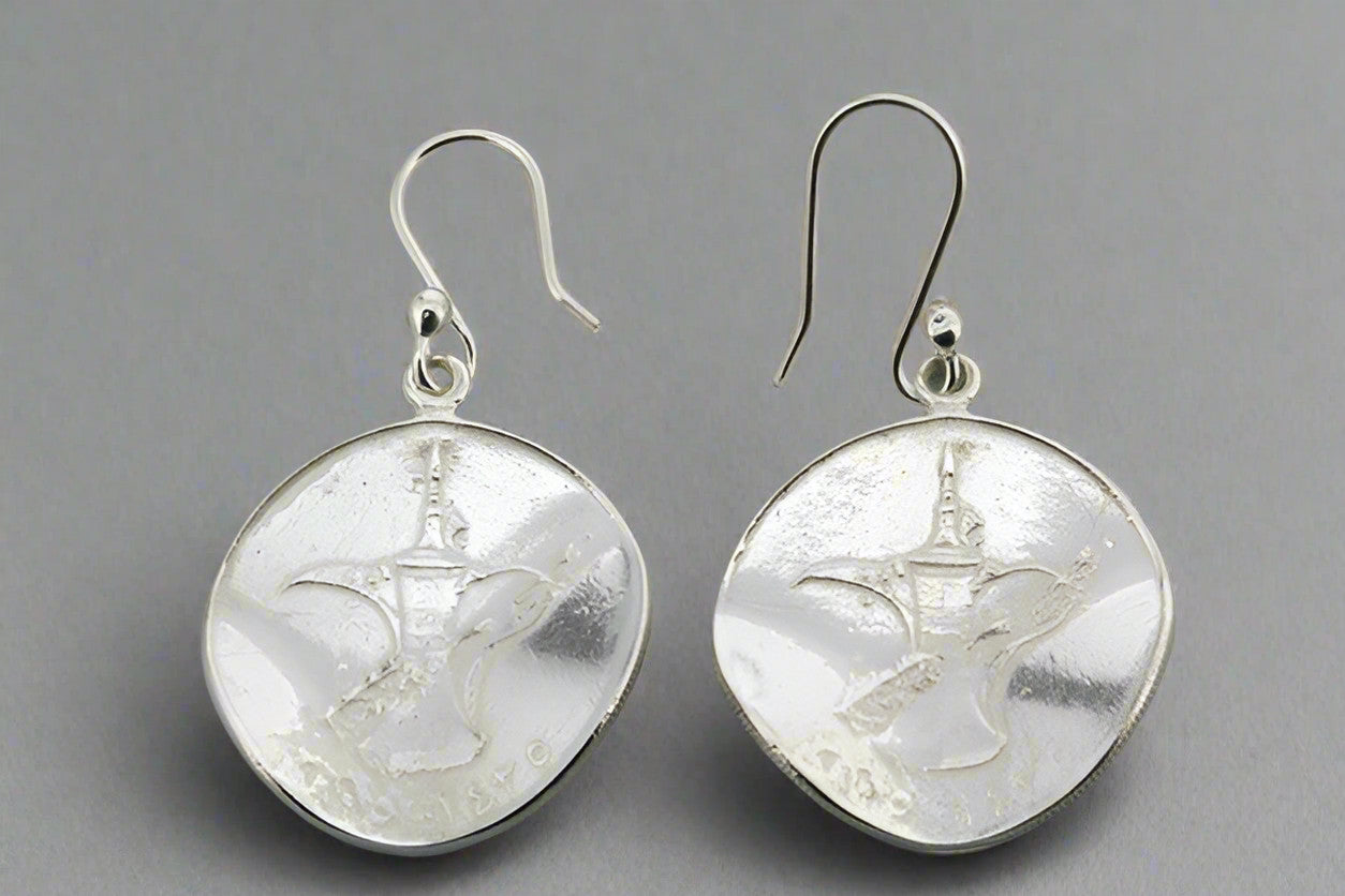 Genie Lantern Twisted Coin Earrings - Sterling Silver Jewelry for Women - Perfect for Boho, Festival & Everyday Wear
