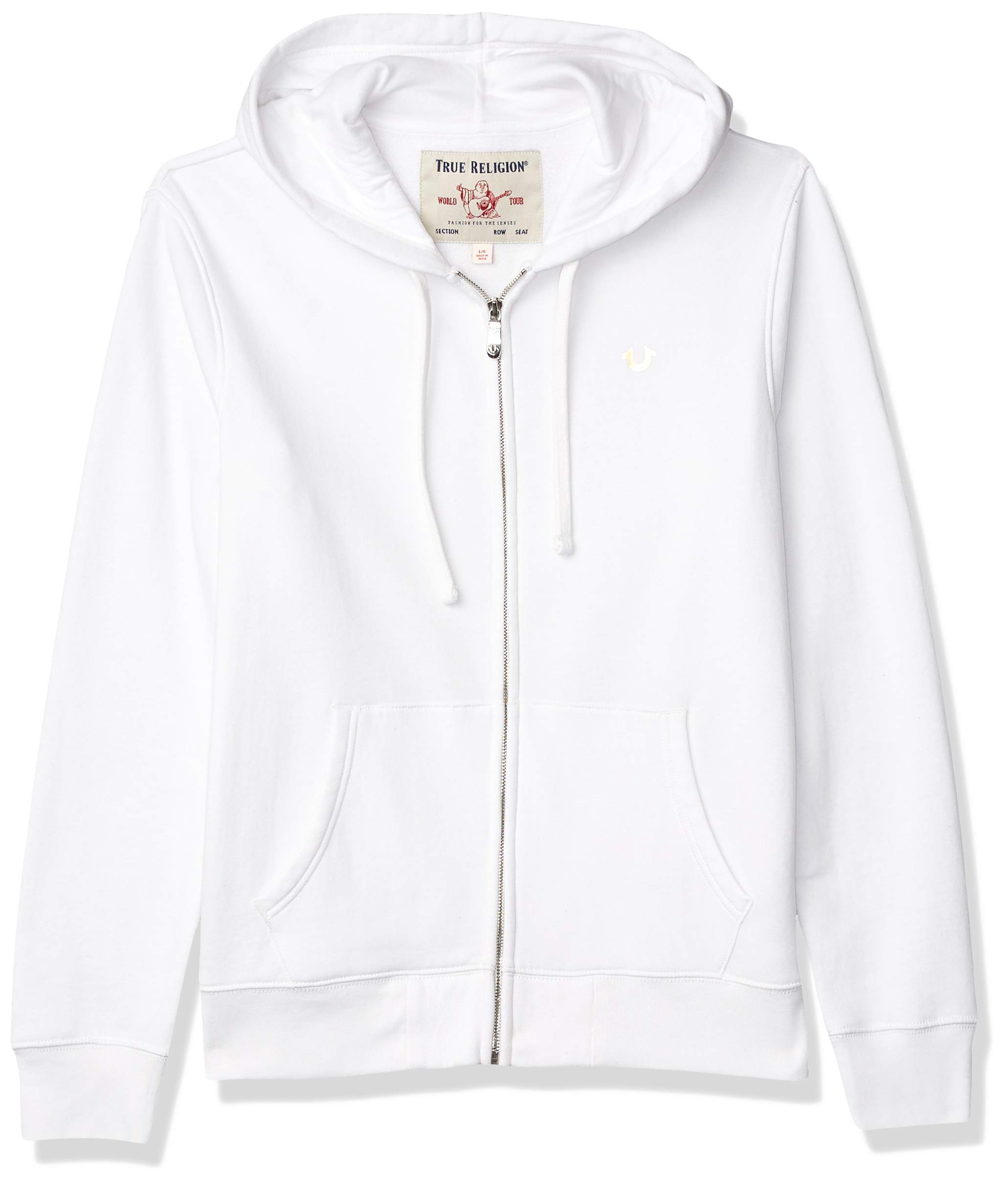 True Religion Men's Buddha Logo Zip Up Hoodie - Soft Cotton Fleece Pullover with Front Pockets | Streetwear Fashion for Casual Wear & Gym