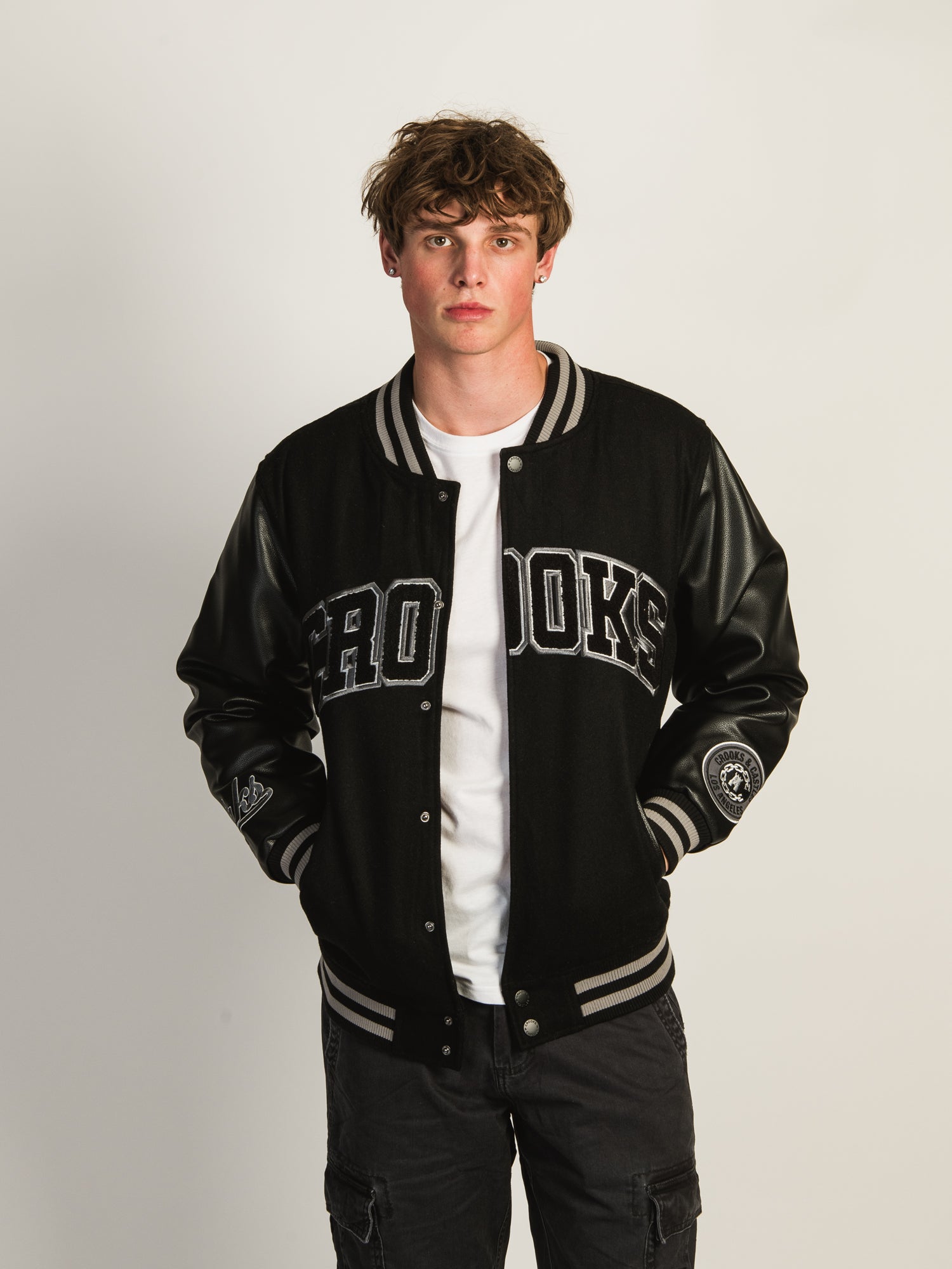 Crooks & Castles Black Varsity Jacket - Stylish Baseball-Inspired Outerwear for Men | Perfect for Casual Wear, Street Fashion & Everyday Outfits