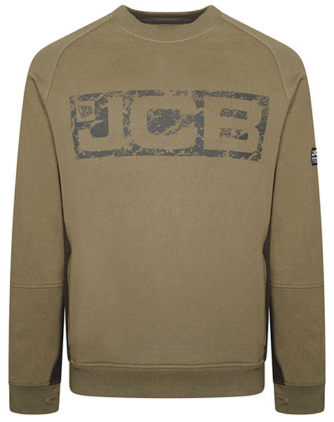 JCB Trade Crew Sweatshirt - Heavy Duty Workwear for Construction & Outdoor Jobs - Comfortable Cotton Blend Pullover for Men