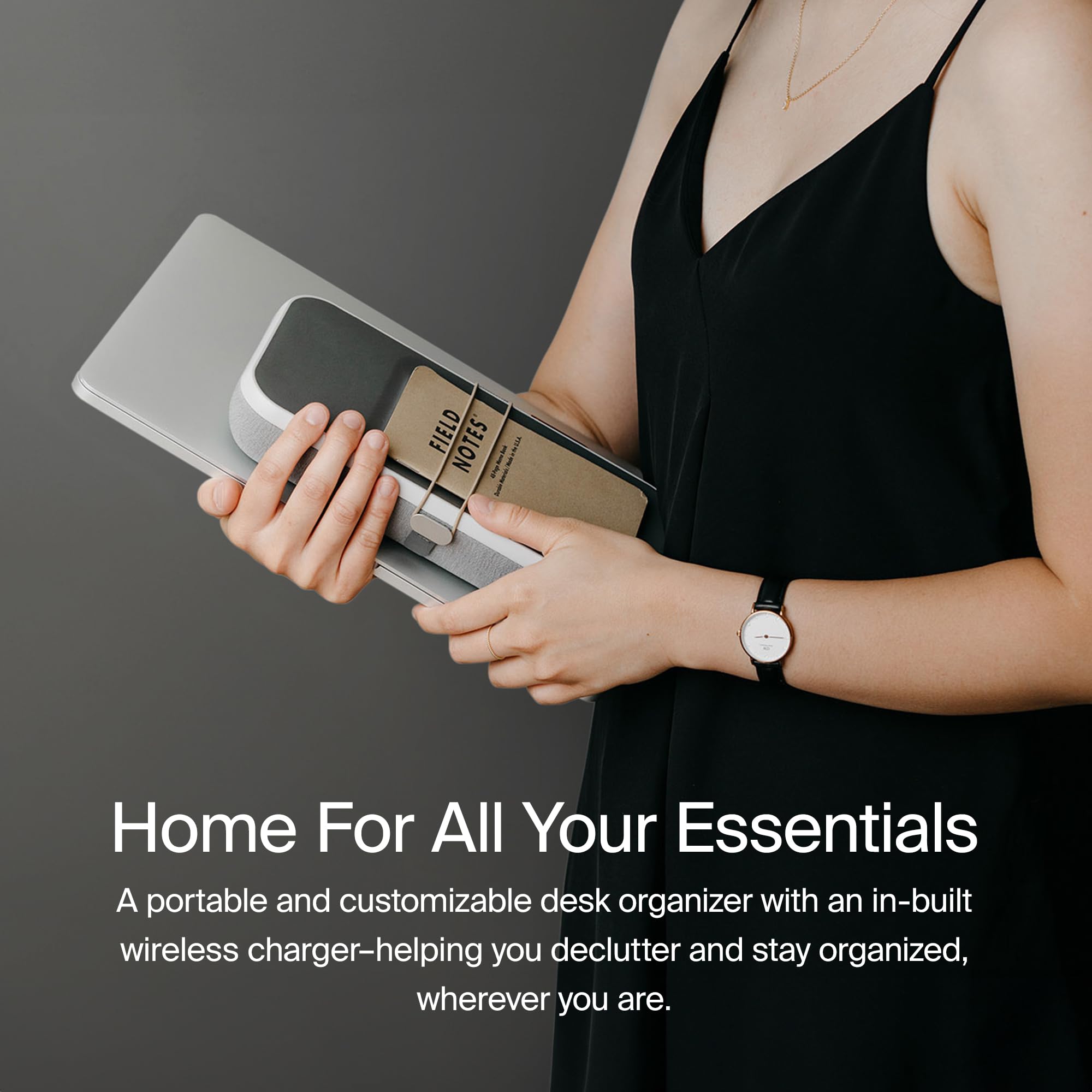 Orbitkey Nest - Premium Portable Desk Organizer with Wireless Charger | Customizable Polycarbonate & Nylon Case | Compact 9.5