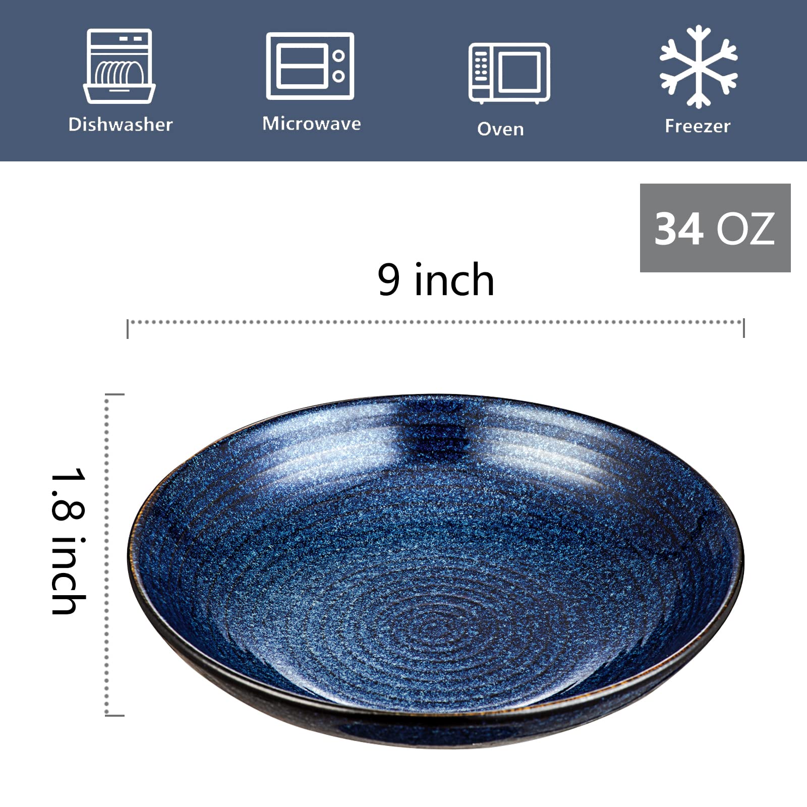 Vicrays 16-Piece Ceramic Dinnerware Set - Fluted Dinner Plates, Salad Plates & Bowls - Microwave, Oven & Dishwasher Safe - Scratch Resistant - Perfect for Home, Party & Restaurant Use - Elegant Blue Tableware for Everyday Dining & Entertaining