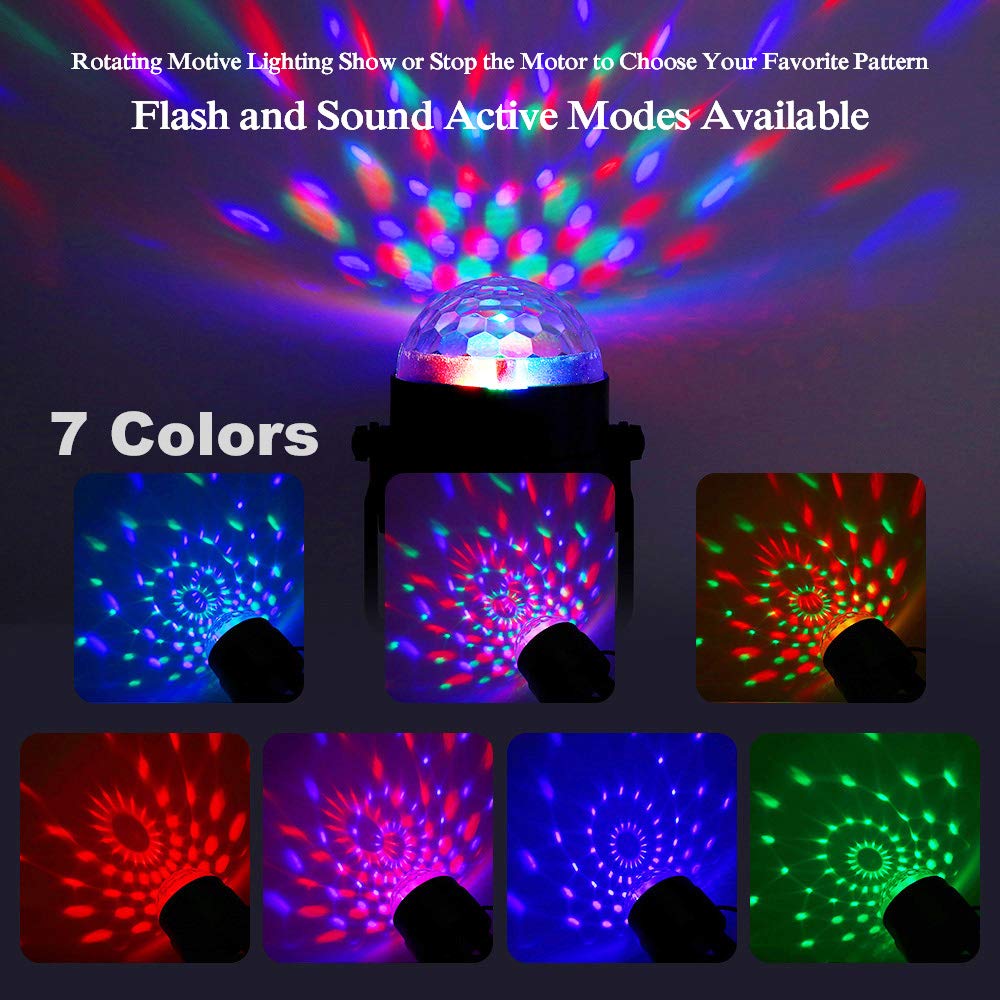 Disco Ball Party Lights - Sound Activated DJ Rave & Strobe Lights with Remote Control | Stage Lighting Effects for Birthday, Christmas, Wedding, Bar & Kids Parties | Create Club Atmosphere at Home