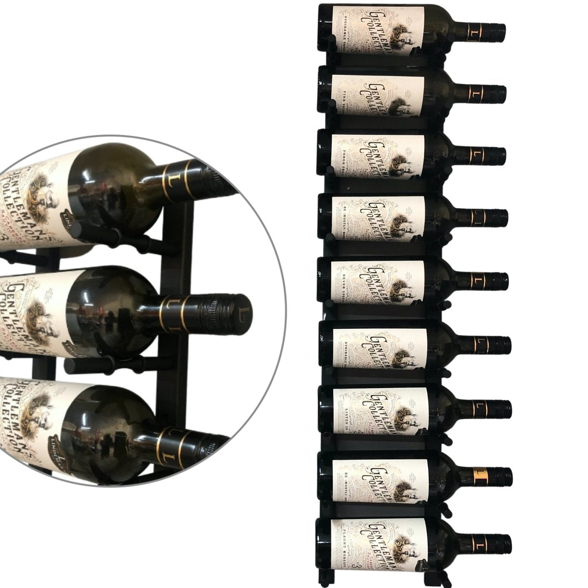 Wall Mounted Metal Wine Rack - Space Saving Wine Storage Organizer for Kitchen, Bar, Dining Room & Home Decor