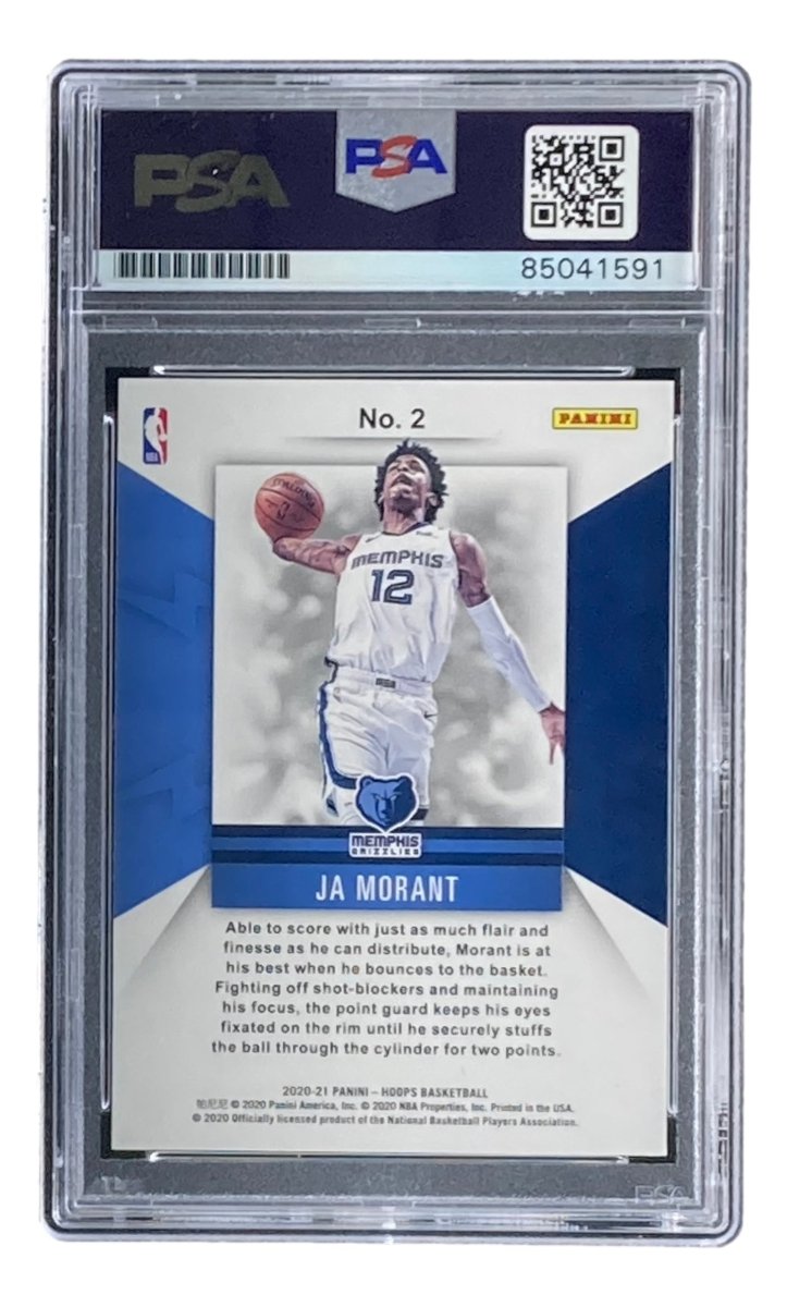 Ja Morant Autographed 2020-21 Panini Hoops #2 Memphis Grizzlies NBA Trading Card - PSA/DNA Certified Gem Mint 10 - Perfect for Collectors & Basketball Fans