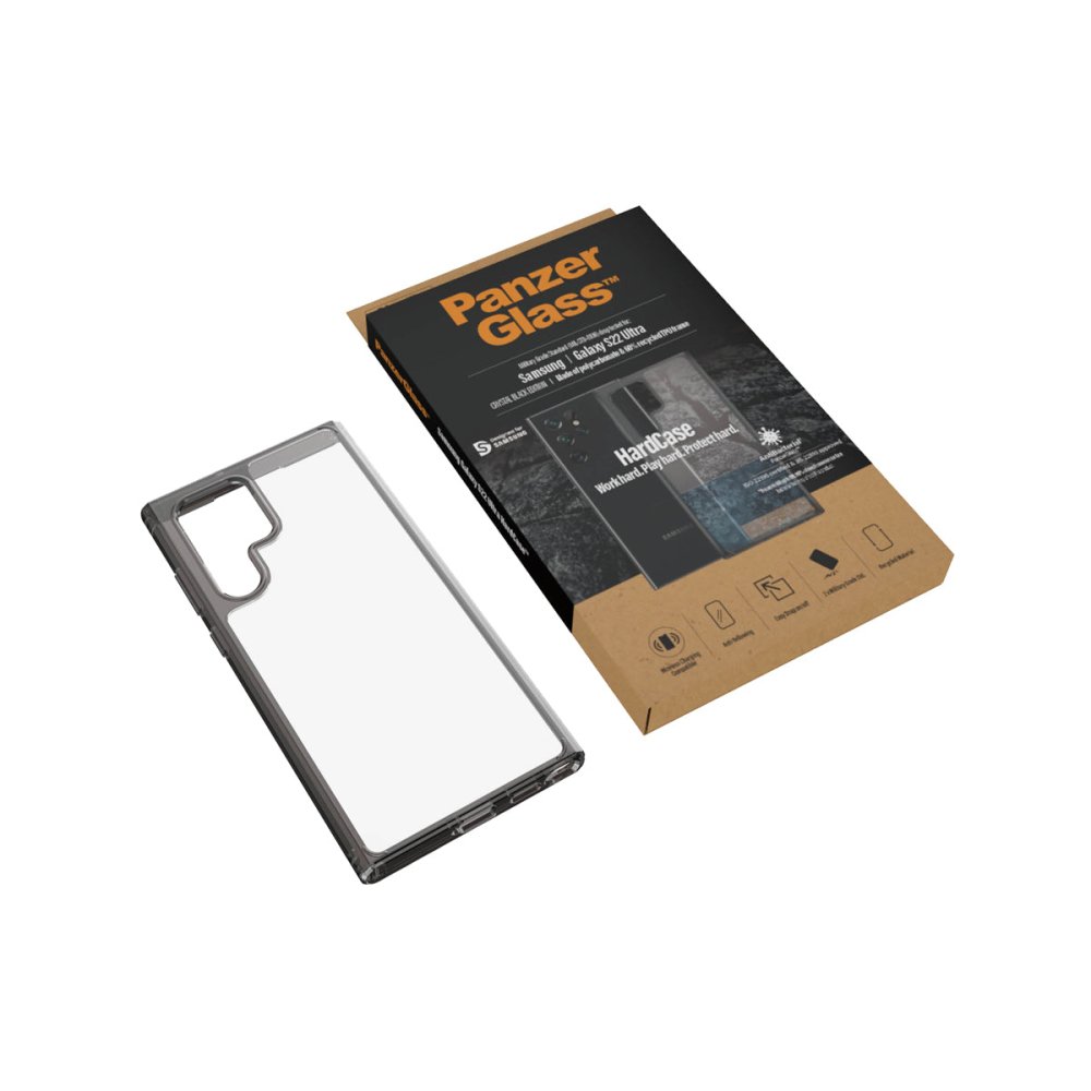 PanzerGlass HardCase Antibacterial Phone Case for Samsung Galaxy S22 Ultra - Clear Protective Cover for Everyday Use, Travel & Work