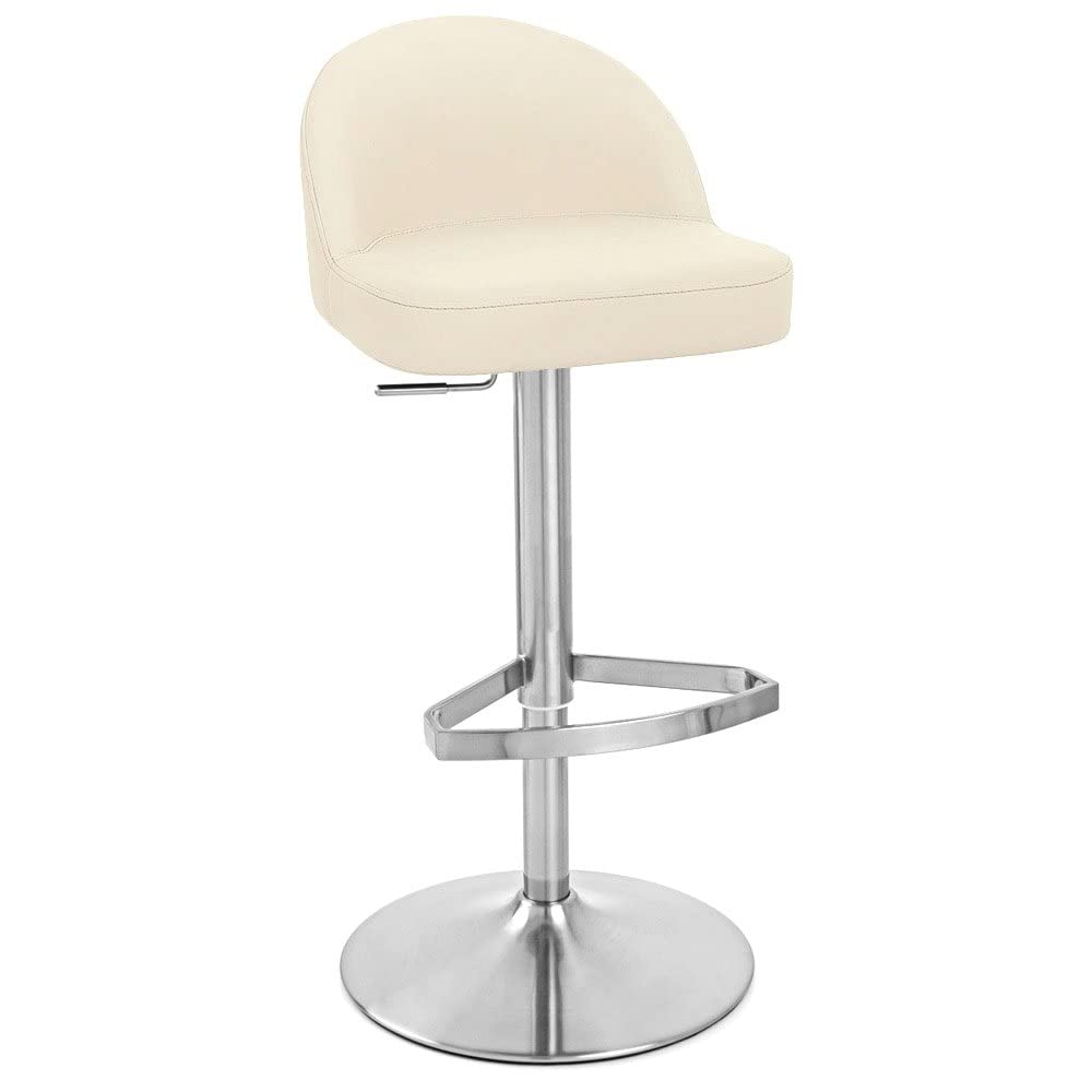 Zuri Furniture Cream Mimi Adjustable Height Swivel Bar Stool Without Arms - Modern Kitchen Island & Breakfast Nook Seating for Home & Office
