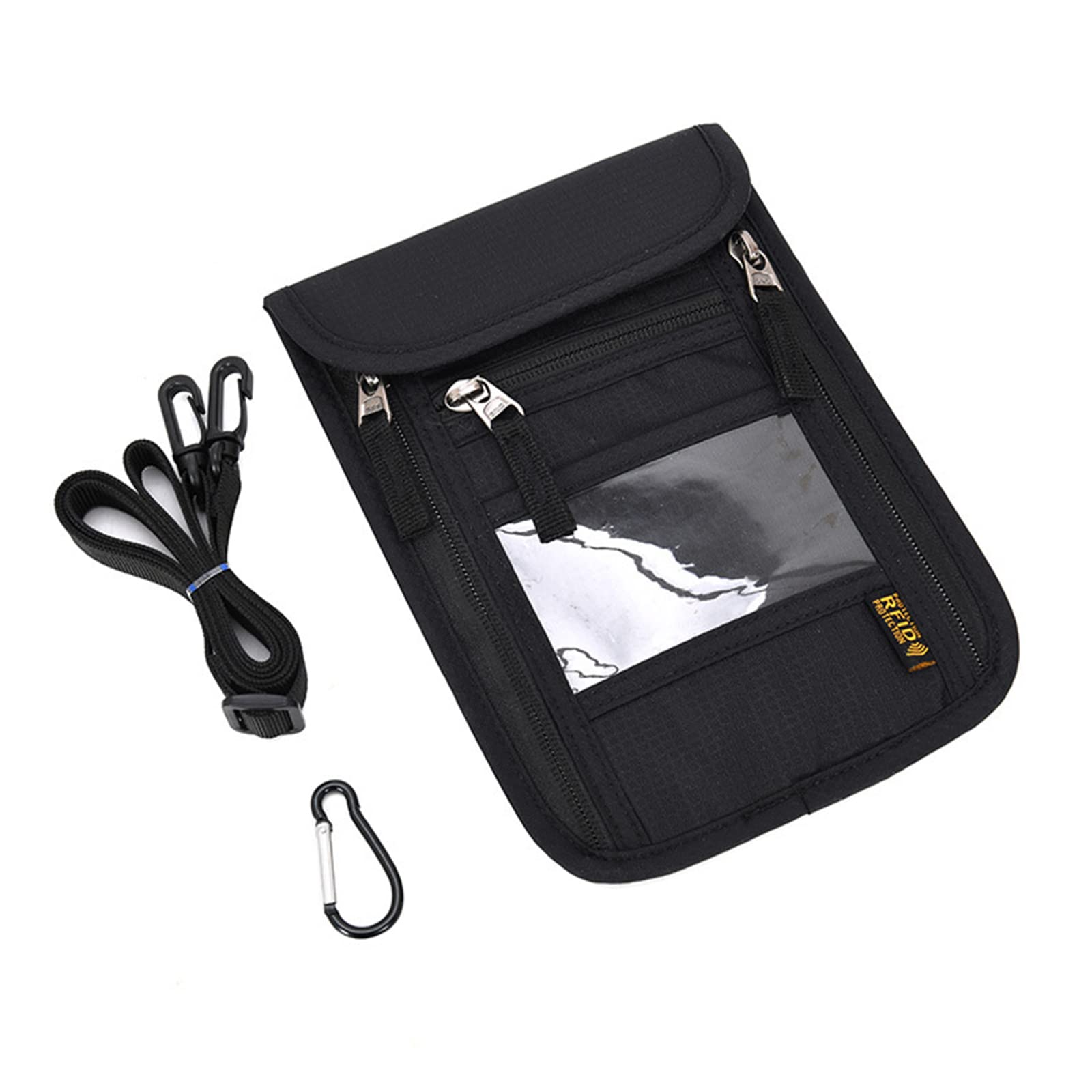 CLAPE RFID Blocking Travel Neck Wallet - Adjustable Security Pouch with 7 Pockets, Water-Resistant Passport Holder for Men & Women (Gray) - Perfect for Airports, International Travel & Sightseeing