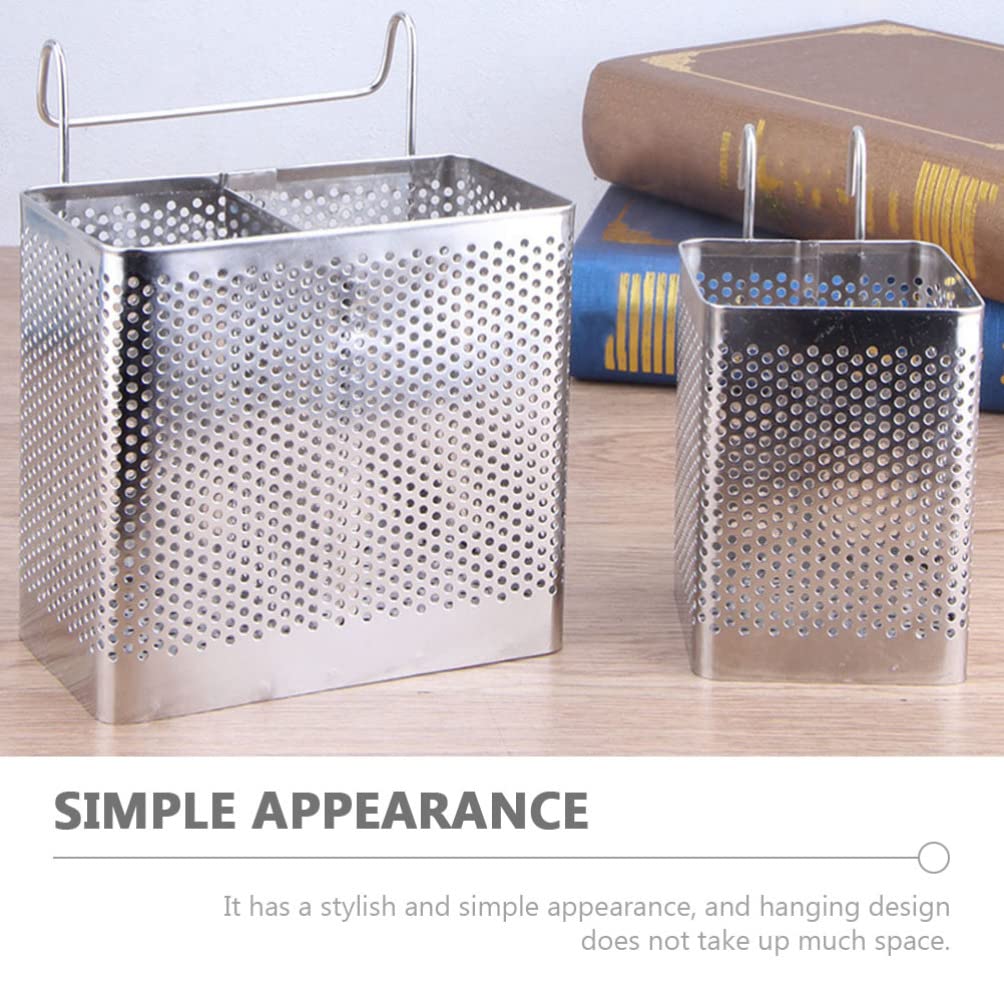 Hemoton 2Pcs Stainless Steel Chopstick & Utensil Holder - Silverware Drainer Basket, Hanging Kitchen Organizer for Efficient Space Saving, Perfect for Countertop & Cabinet Storage