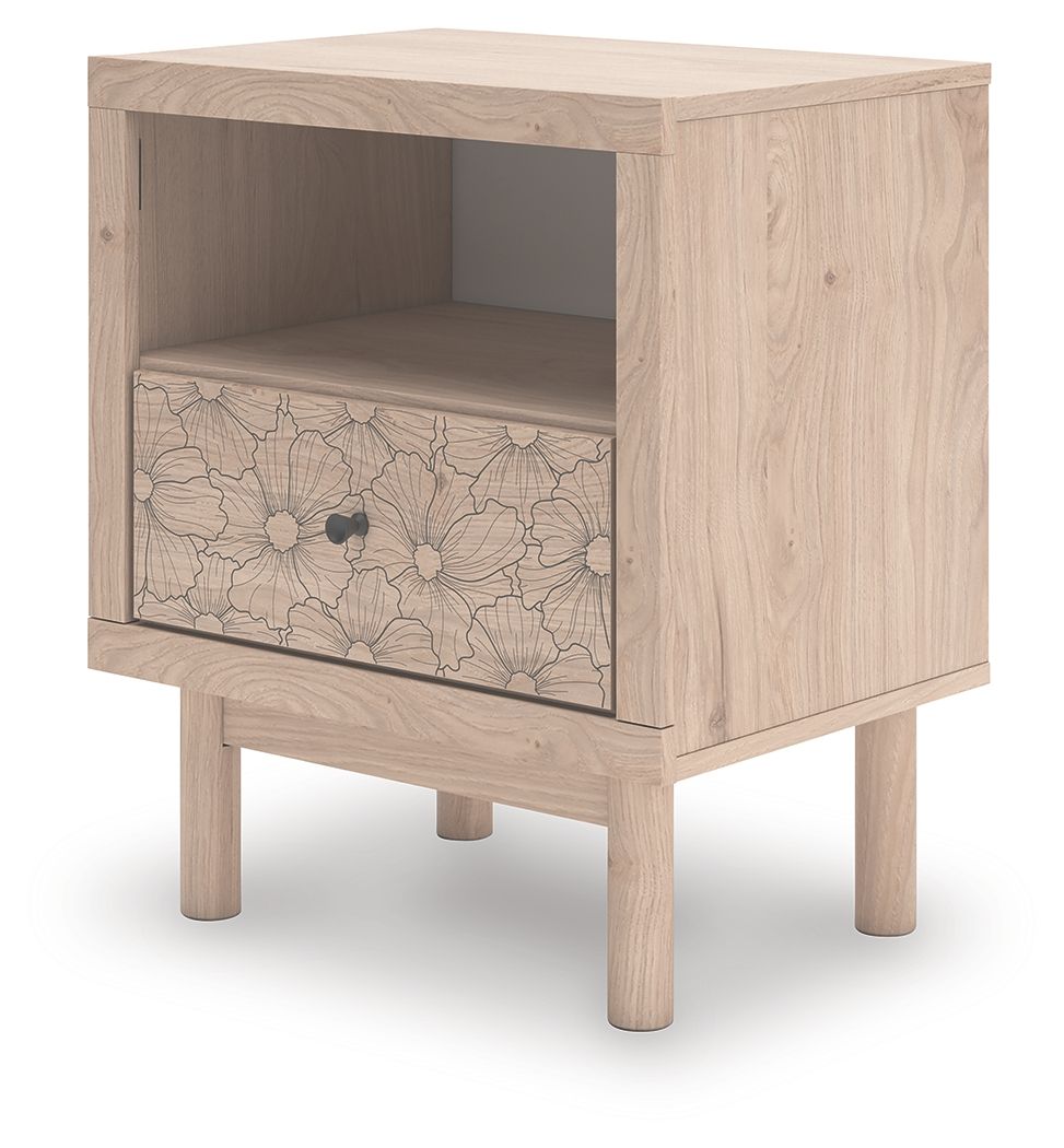 Arloster Tan One Drawer Night Stand - Compact Bedside Table with Storage for Bedroom, Living Room & Office - Perfect for Lamps, Books & Essentials