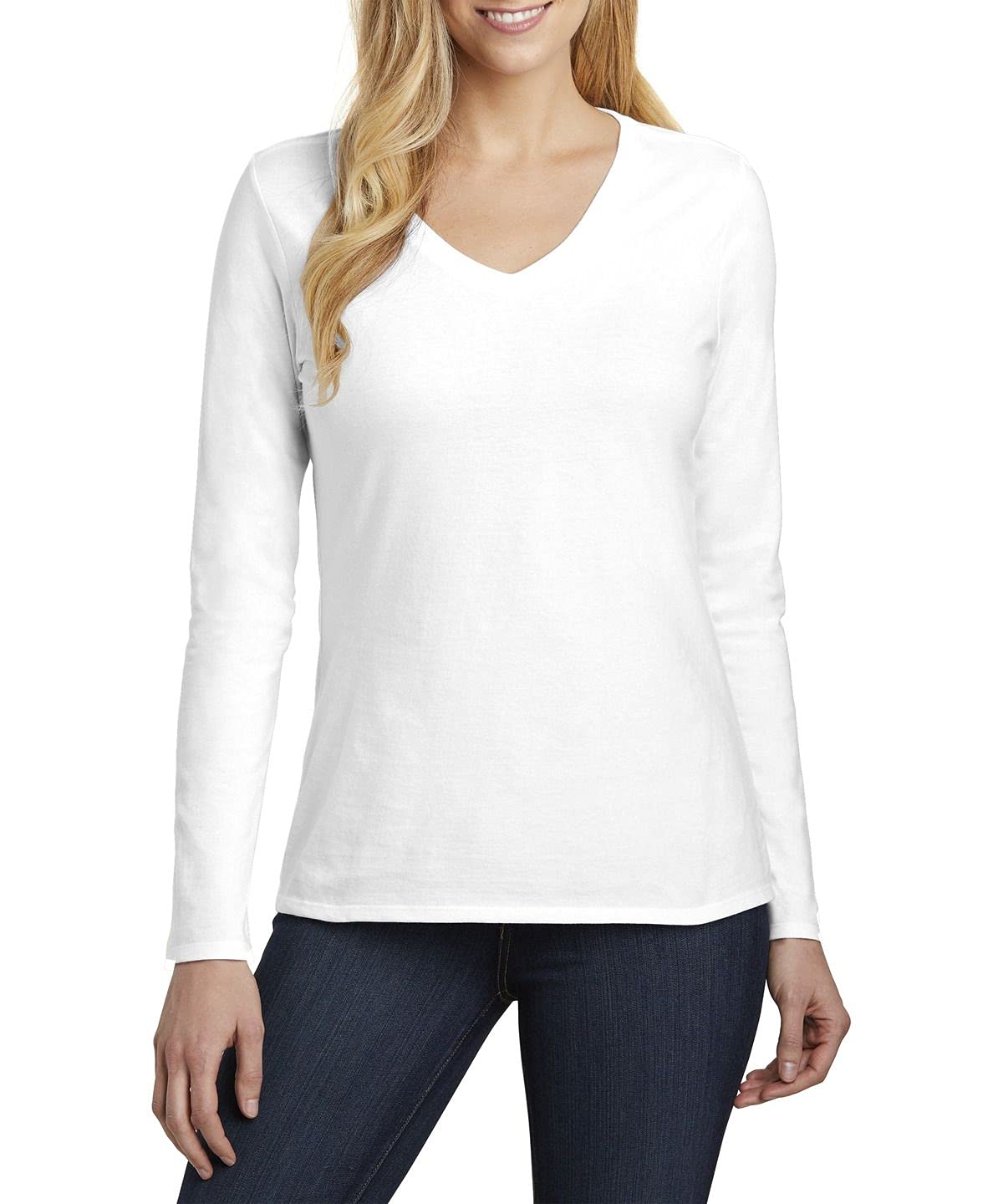 JustBlanks Women's Long Sleeve V-Neck T-Shirt - Soft Ring Spun Cotton with Shoulder-to-Shoulder Taping for Comfort | Casual Wear, Layering & Everyday Outfits