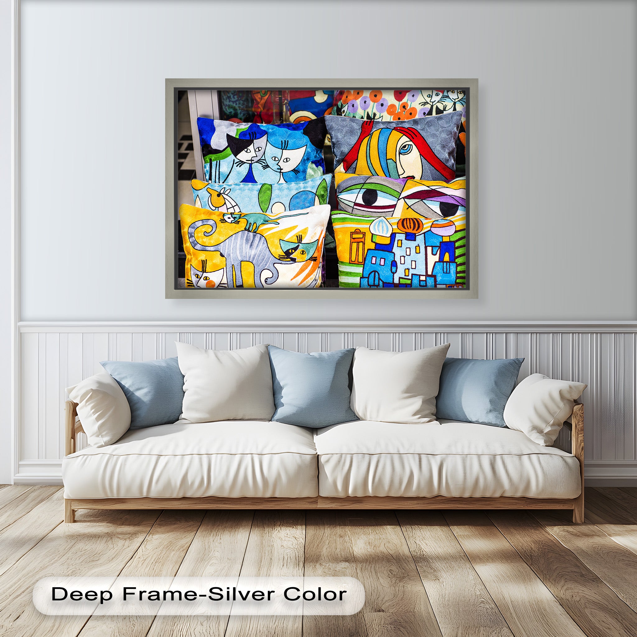 Colorful Cubist Cat & Face Throw Pillows - Picasso Oil Painting Inspired Home Decor for Living Room, Bedroom, and Office