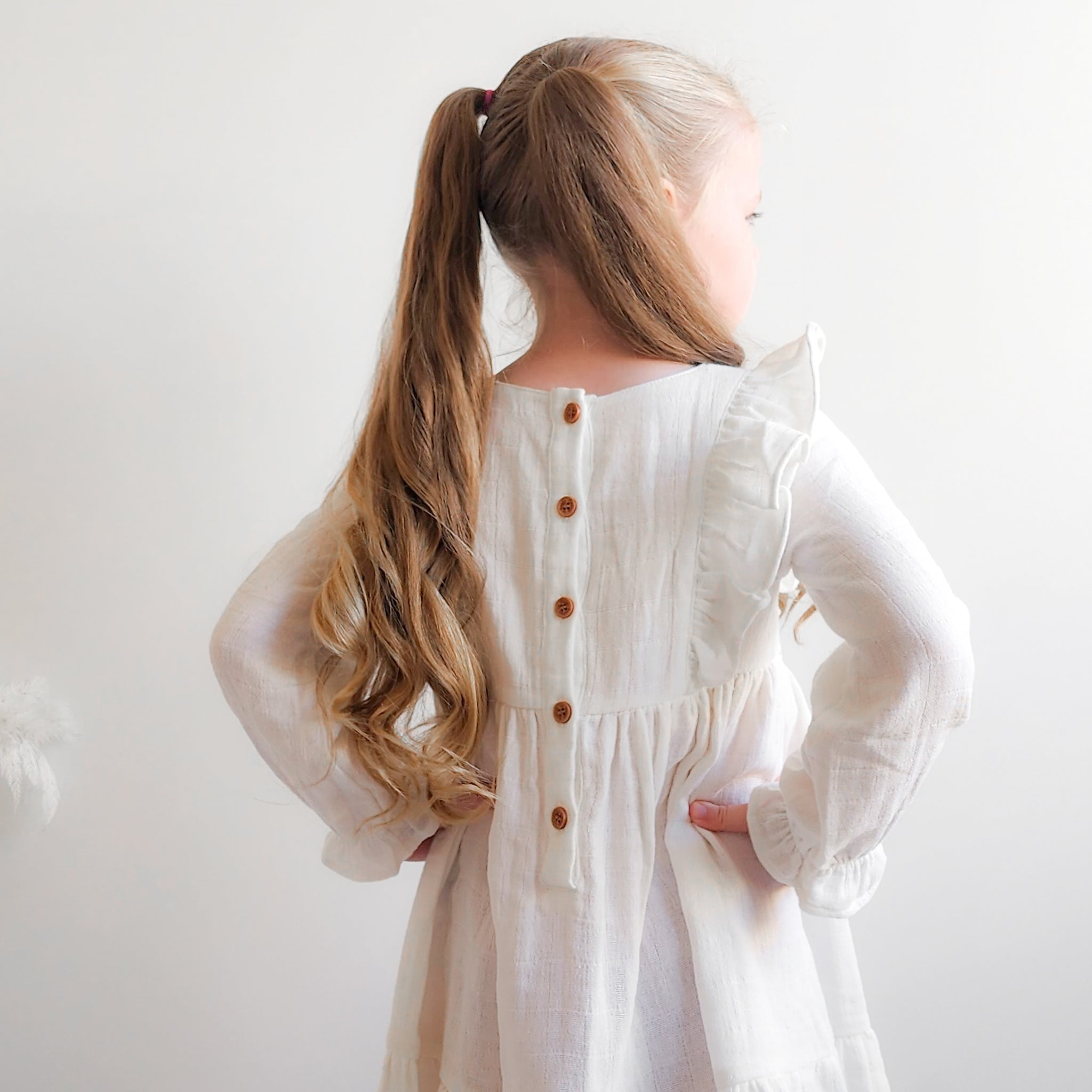 Muslin Frill Dress for Baby Girls | Soft Coconut Milk Color | Perfect for Photoshoots, Parties & Everyday Wear