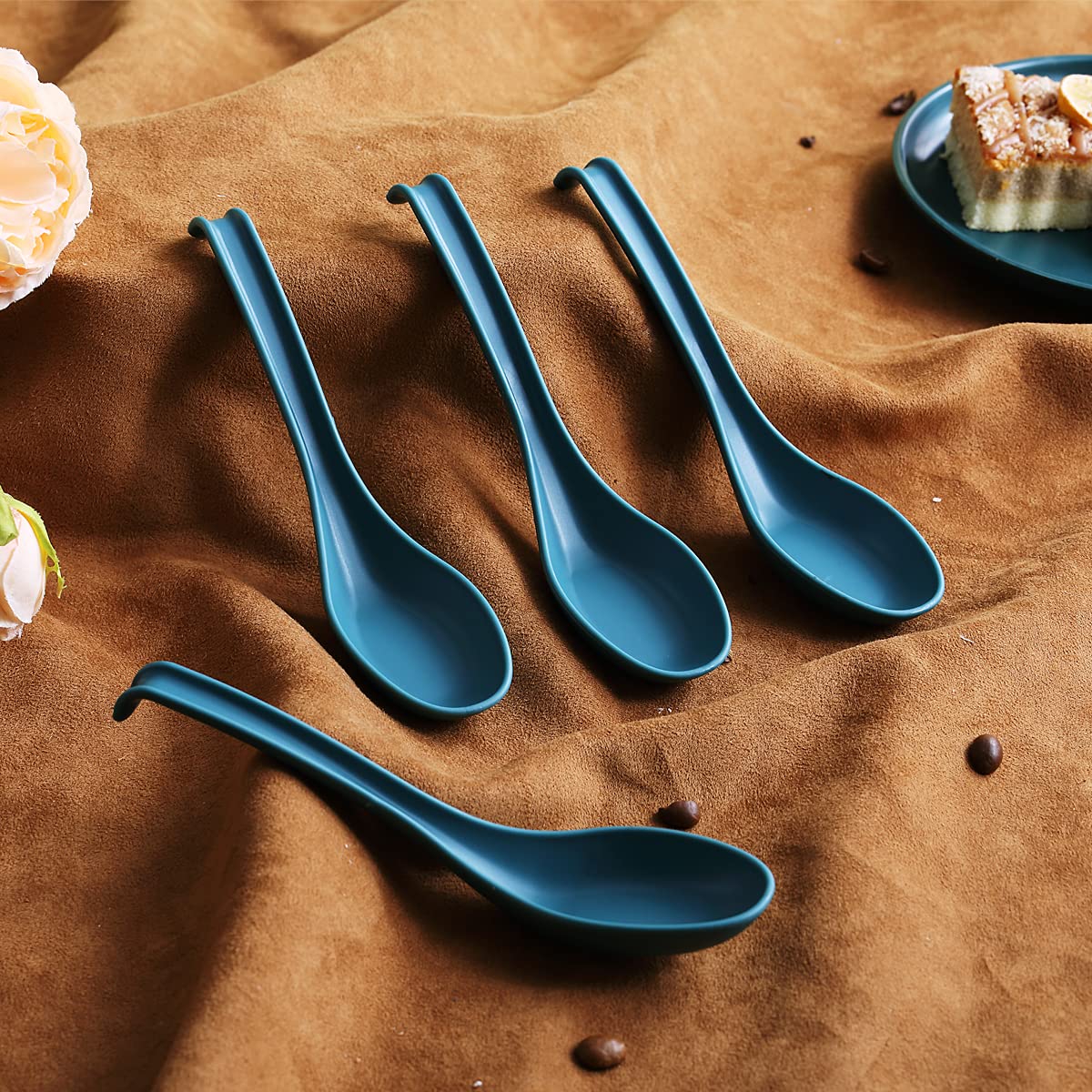 Eco-Friendly Evanda Soup Spoons Set of 12 - BPA Free, Food Grade PP, Dishwasher Safe & Easy Clean Navy Blue Dinnerware for Restaurant, Home & Party Use