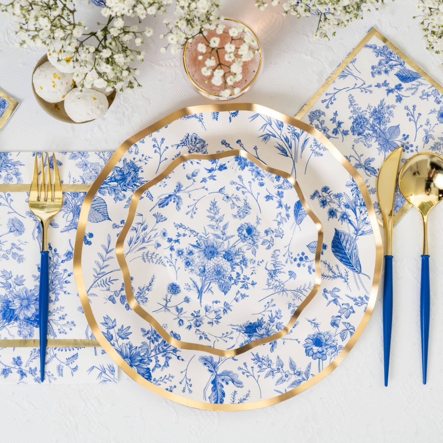 Sophistiplate 64-Piece Elegant Tableware Set - Premium Heavyweight Decorative Paper Plates for Party Decorations - Includes Dinner Plates, Salad Plates & Napkins - Perfect for Weddings, Birthdays, Baby Showers & Holiday Celebrations