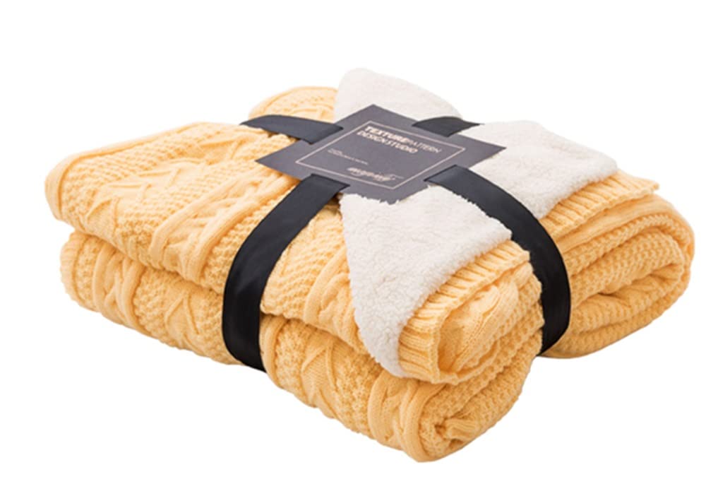 Premium Winter Warm Fleece Blanket - Ultra Soft Double-Sided Velvet Plush Thick Blanket for Bed & Sofa (150x200cm, Yellow) - Cozy Home Decor, Perfect for Cold Nights & Gift Giving