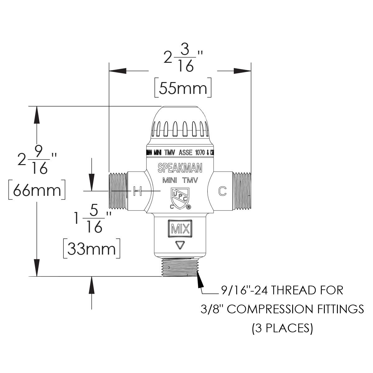 Speakman TMV Under Counter Thermostatic Mixing Valve - Rough Brass Finish for Precise Water Temperature Control | Ideal for Bathroom Sinks, Kitchen Faucets & Commercial Applications