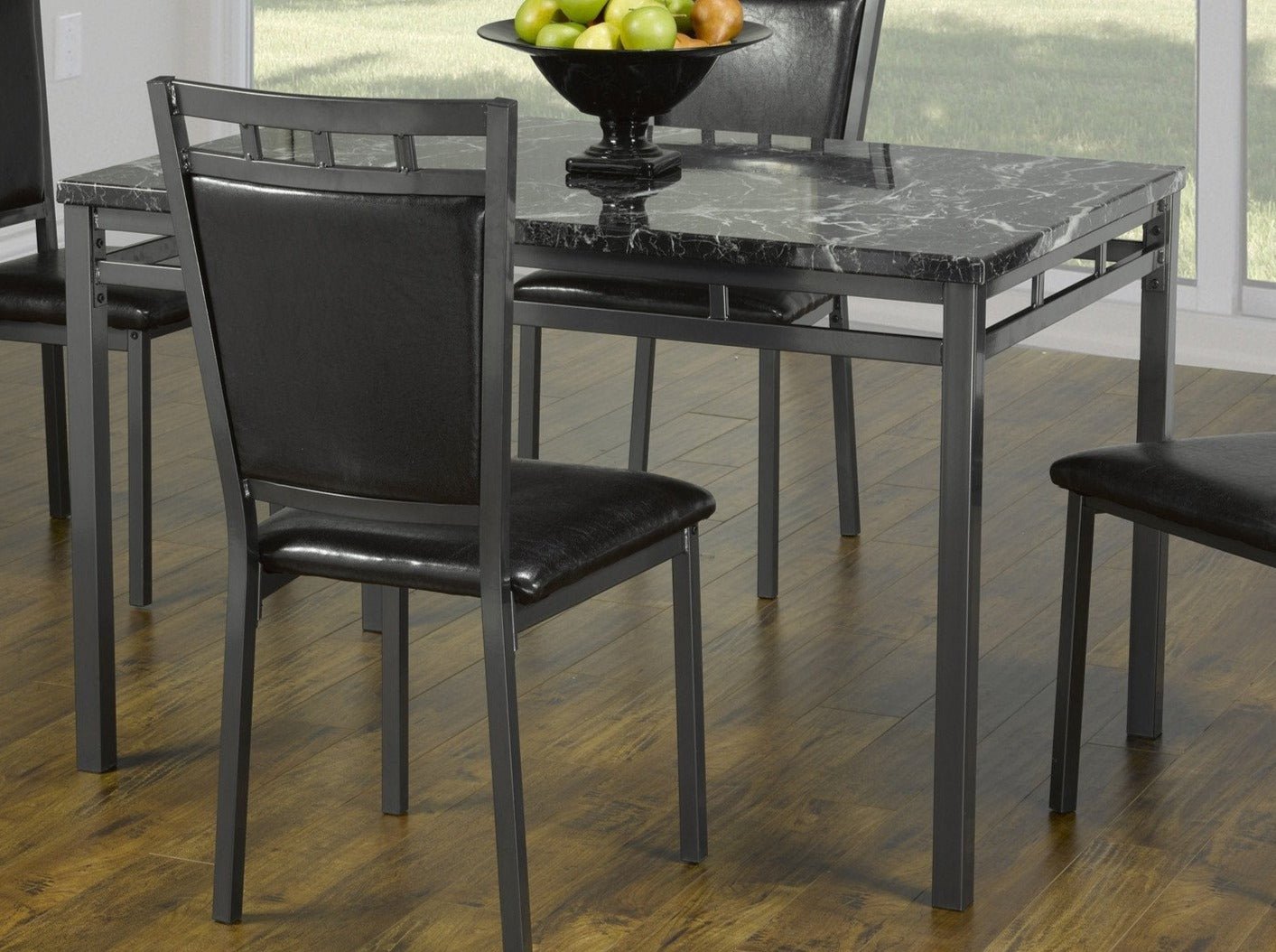 Modern Grey Faux Marble Dining Table - 6 Seater Rectangular Kitchen Table with Sturdy Metal Legs - Perfect for Small Spaces, Apartments & Modern Home Decor
