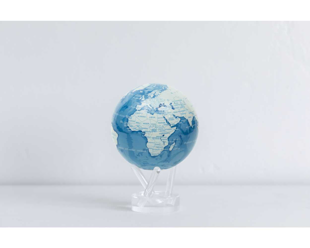 MOVA Globe - Sky Blue & White Rotating World Globe for Home & Office Decor | Perfect Gift for Travel Lovers & Geography Enthusiasts | Battery-Free Motion Technology