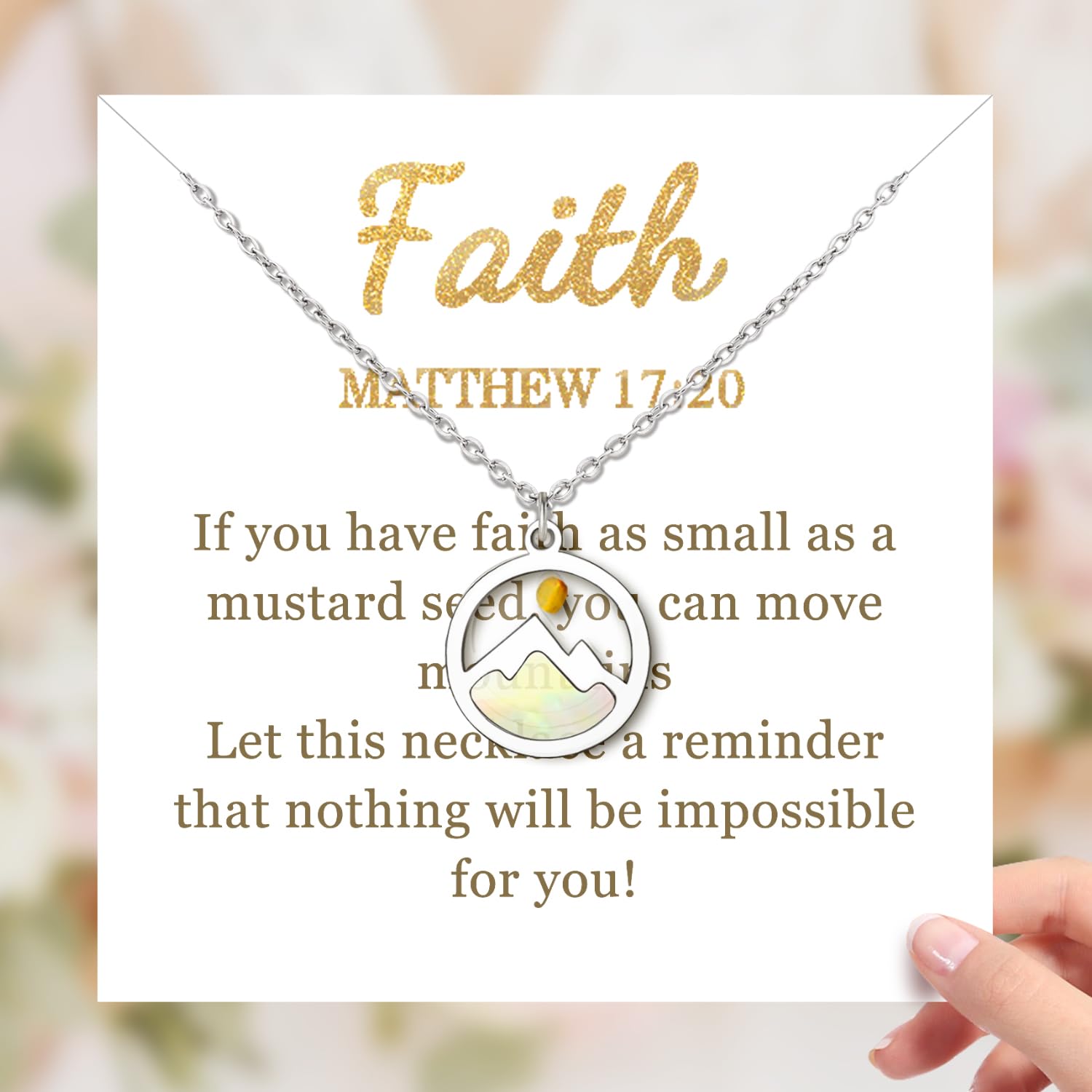 Mustard Seed Necklace - Christian Jewelry for Women, Inspirational Jesus Religious Faith Pendant Gift for Easter, Birthday, Mother's Day - Perfect for Mom, Grandma, Sister & Daughter | Bible Verse Jewelry, Spiritual Gift for Faithful Women