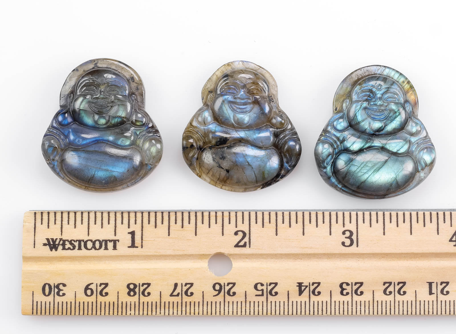 Natural Labradorite Crystal Cabochon Happy Buddha Carving - Handcrafted Gemstone for Jewelry Making, Home Decor, Meditation & Gifts (E1613) | Perfect for Spiritual Healing, Feng Shui & Unique DIY Projects